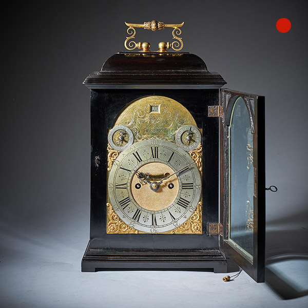 18th Century George I Eight-Day Ebony Table Clock with Pull Repeat by Bushman
