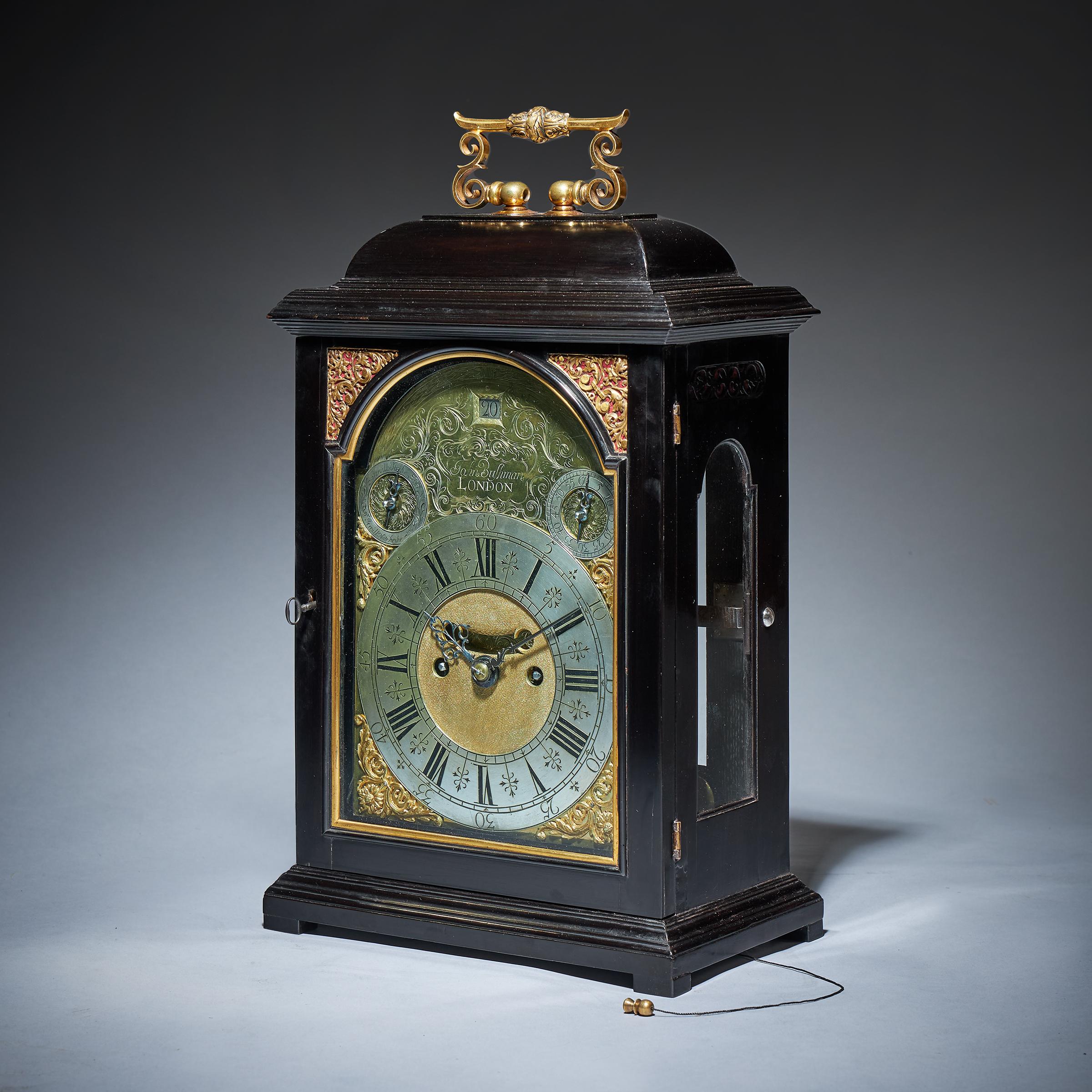 18th Century George I Eight-Day Ebony Table Clock with Pull Repeat by Bushman 2