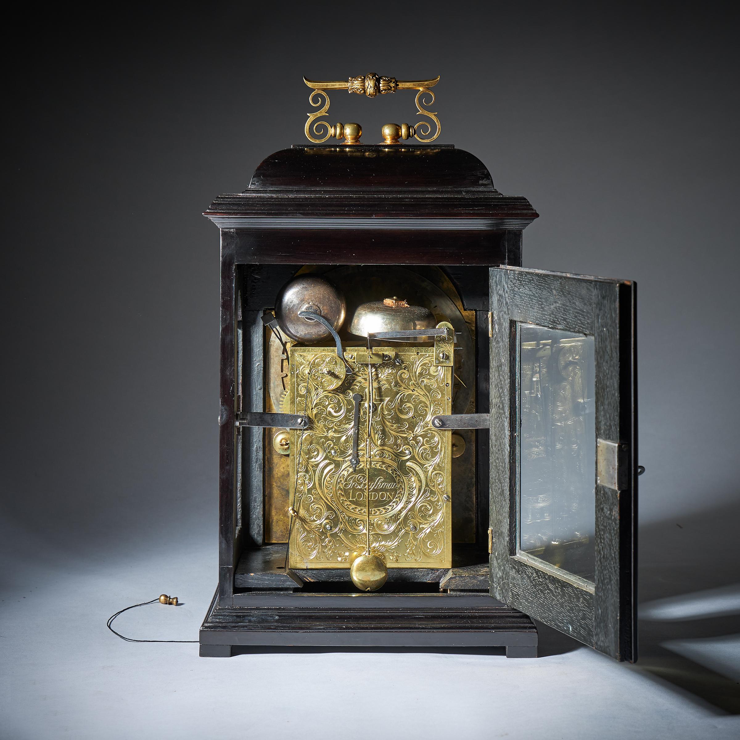 18th Century George I Eight-Day Ebony Table Clock with Pull Repeat by Bushman 4