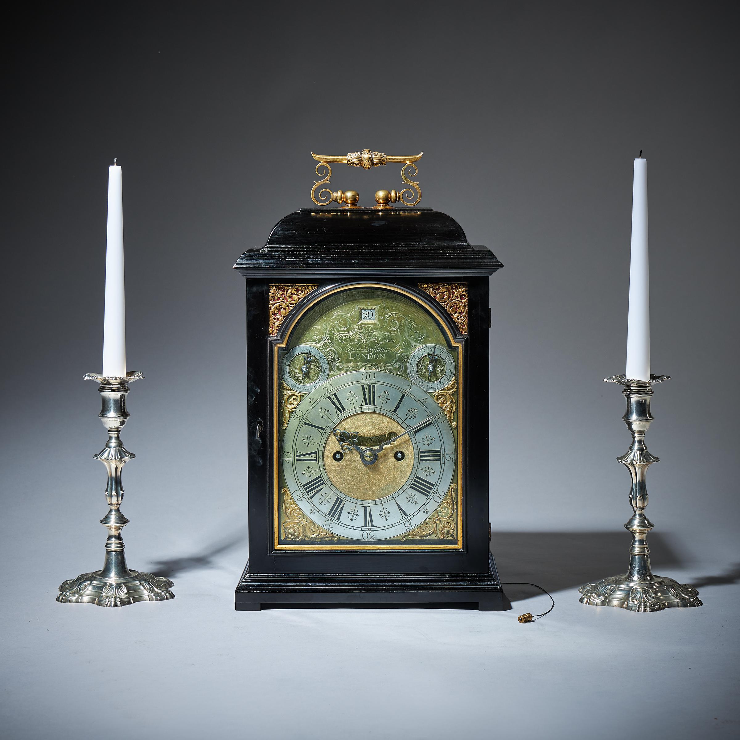 18th Century George I Eight-Day Ebony Table Clock with Pull Repeat by Bushman 8