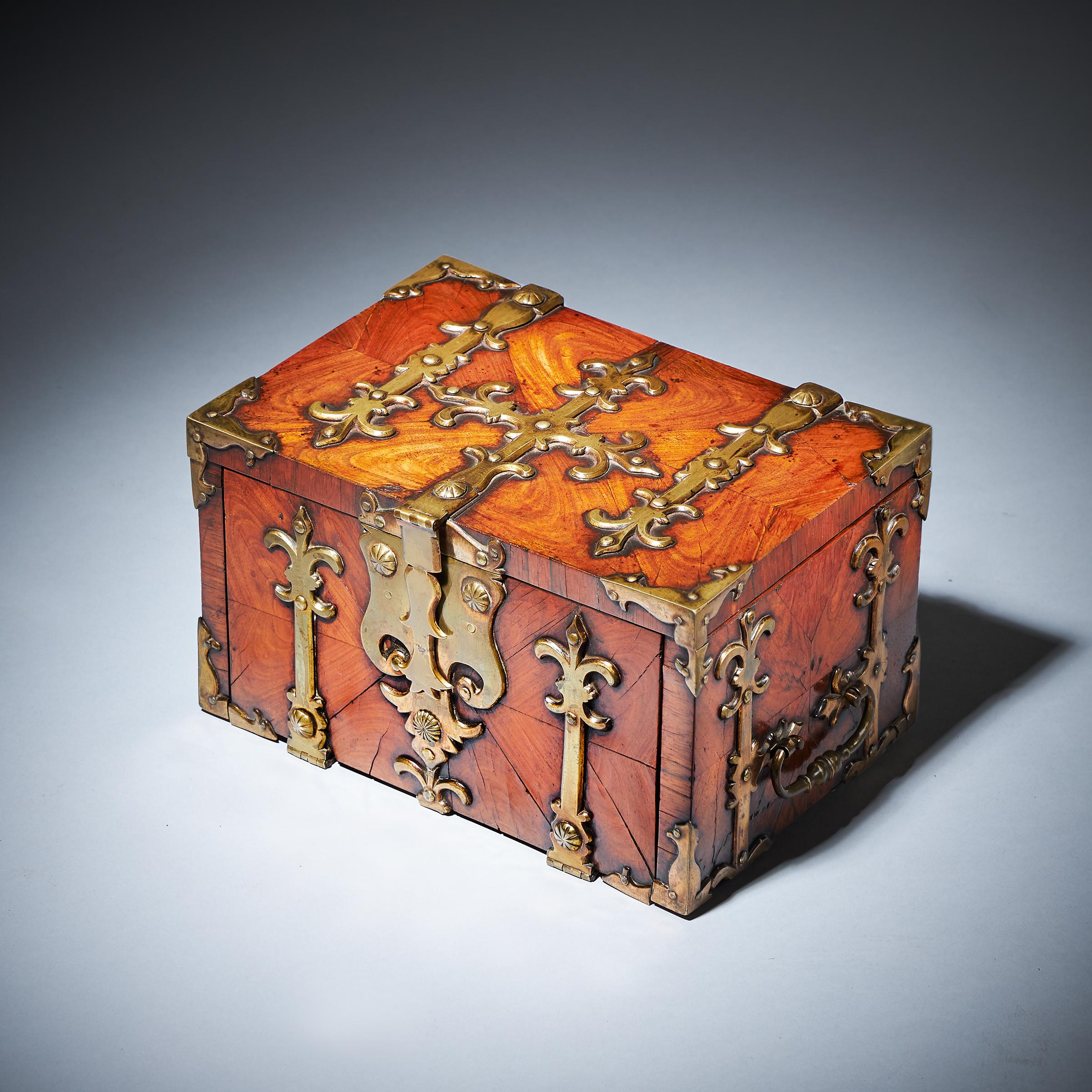 17th-Century Diminutive William and Mary Kingwood Strongbox or Coffre Fort, C. 1690 1