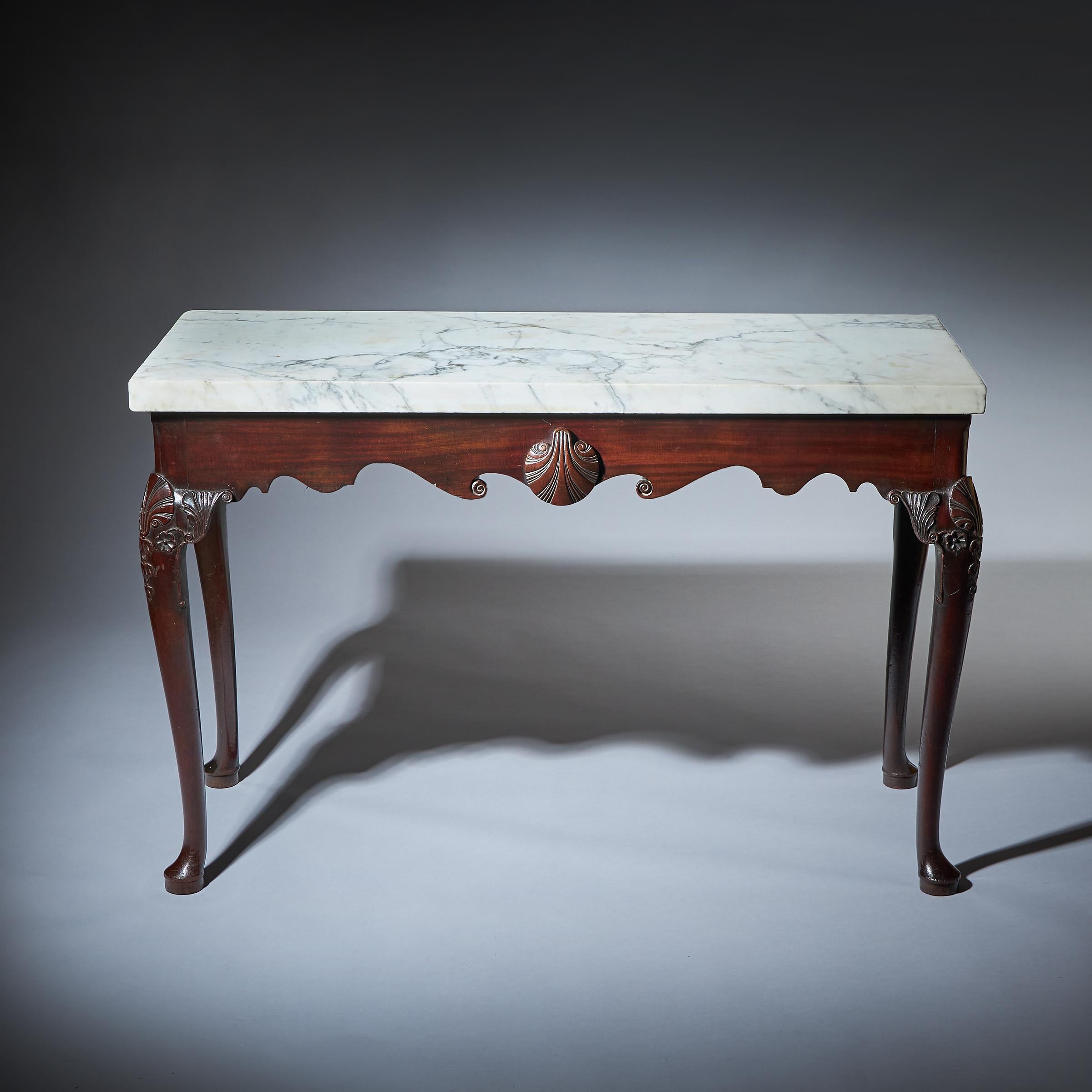 Early 18th Century Irish George I Mahogany Console Table with Marble Top 2