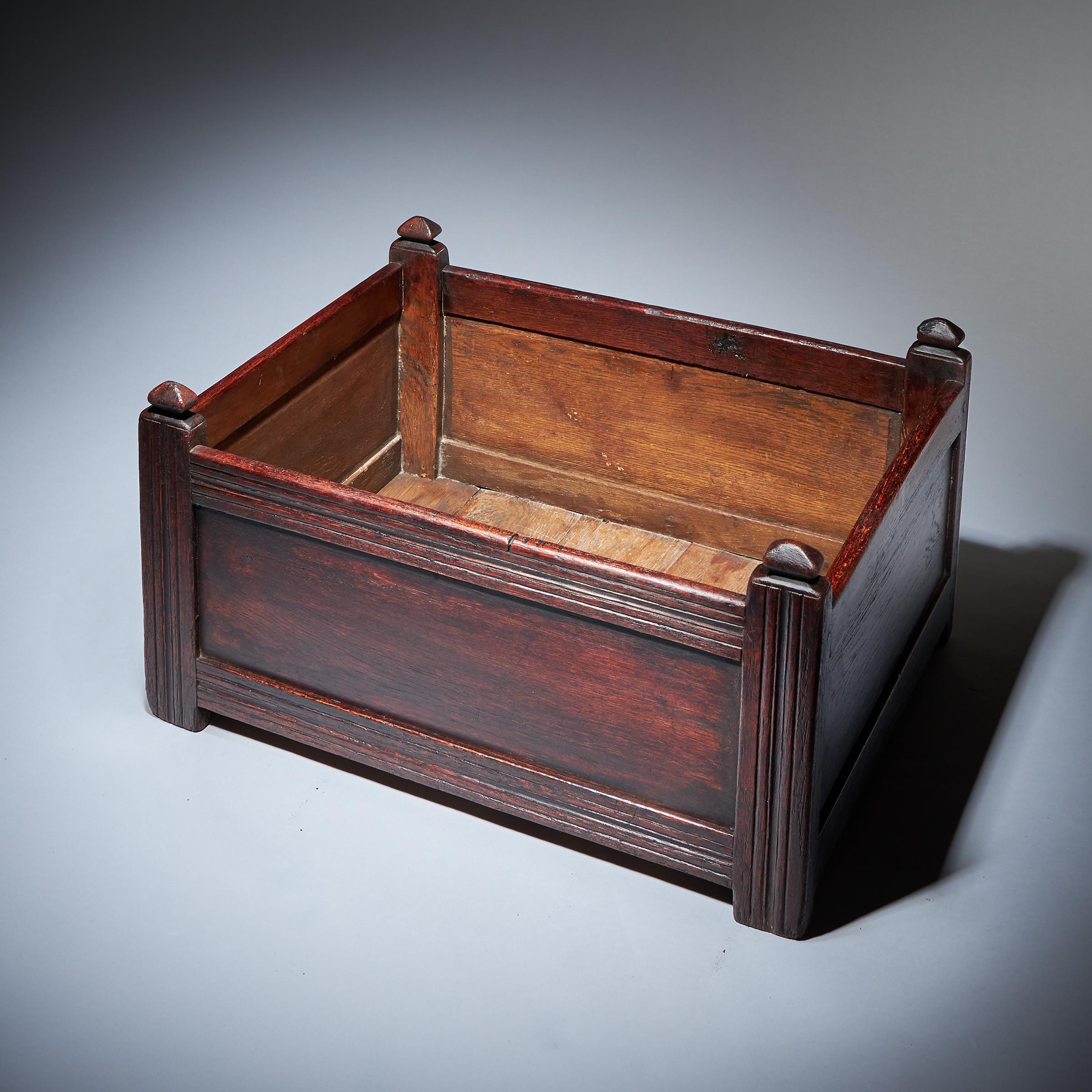 Rare 17th-Century Charles II Oak Log Box, Blanket Box, Low Coffer 1