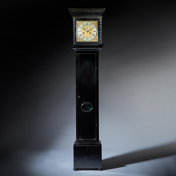 Rare 17th Century William and Mary 10-Inch Ebonised Longcase/Grandfather Clock