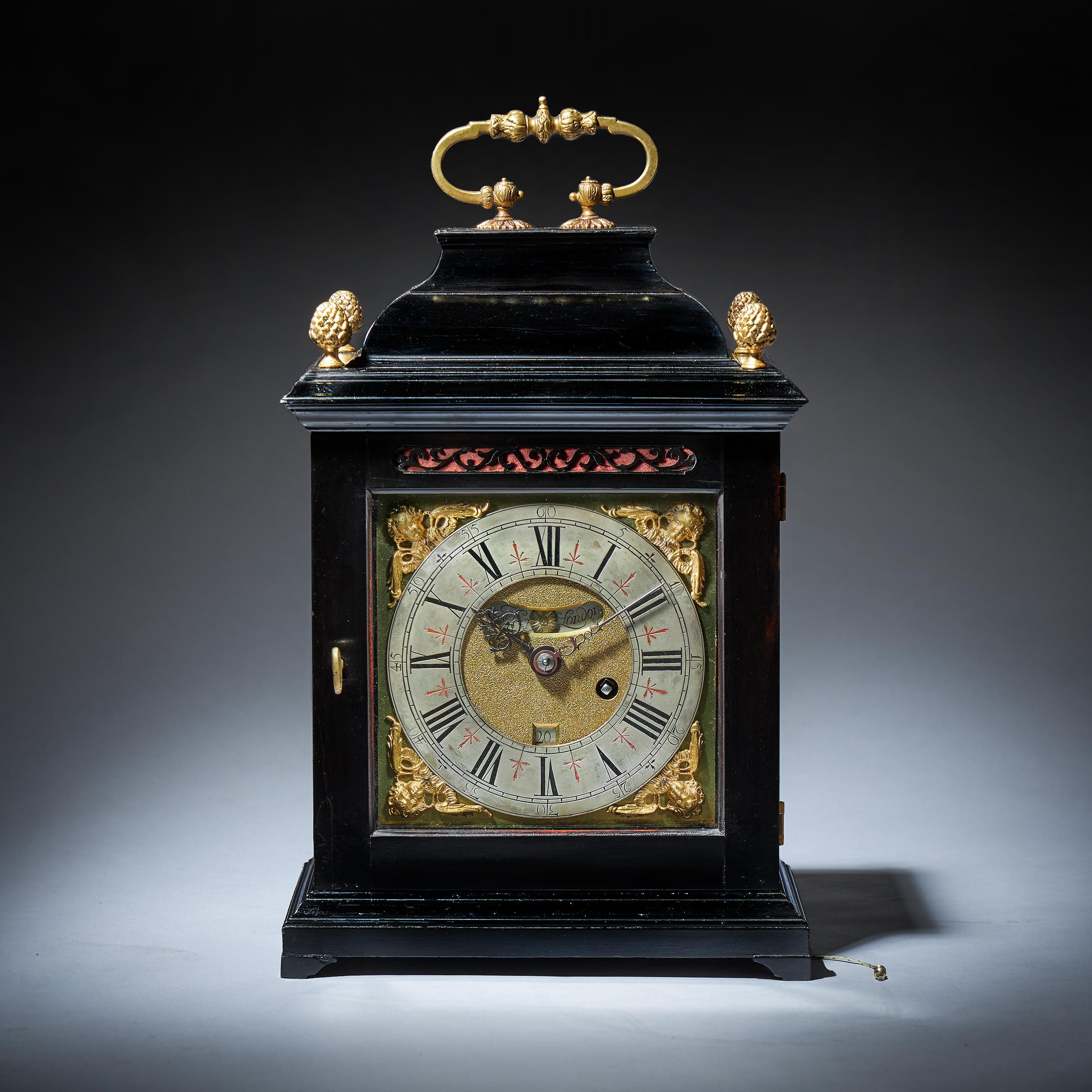 17th Century William and Mary Eight-Day Spring-Driven Table Clock, Circa 1695 1