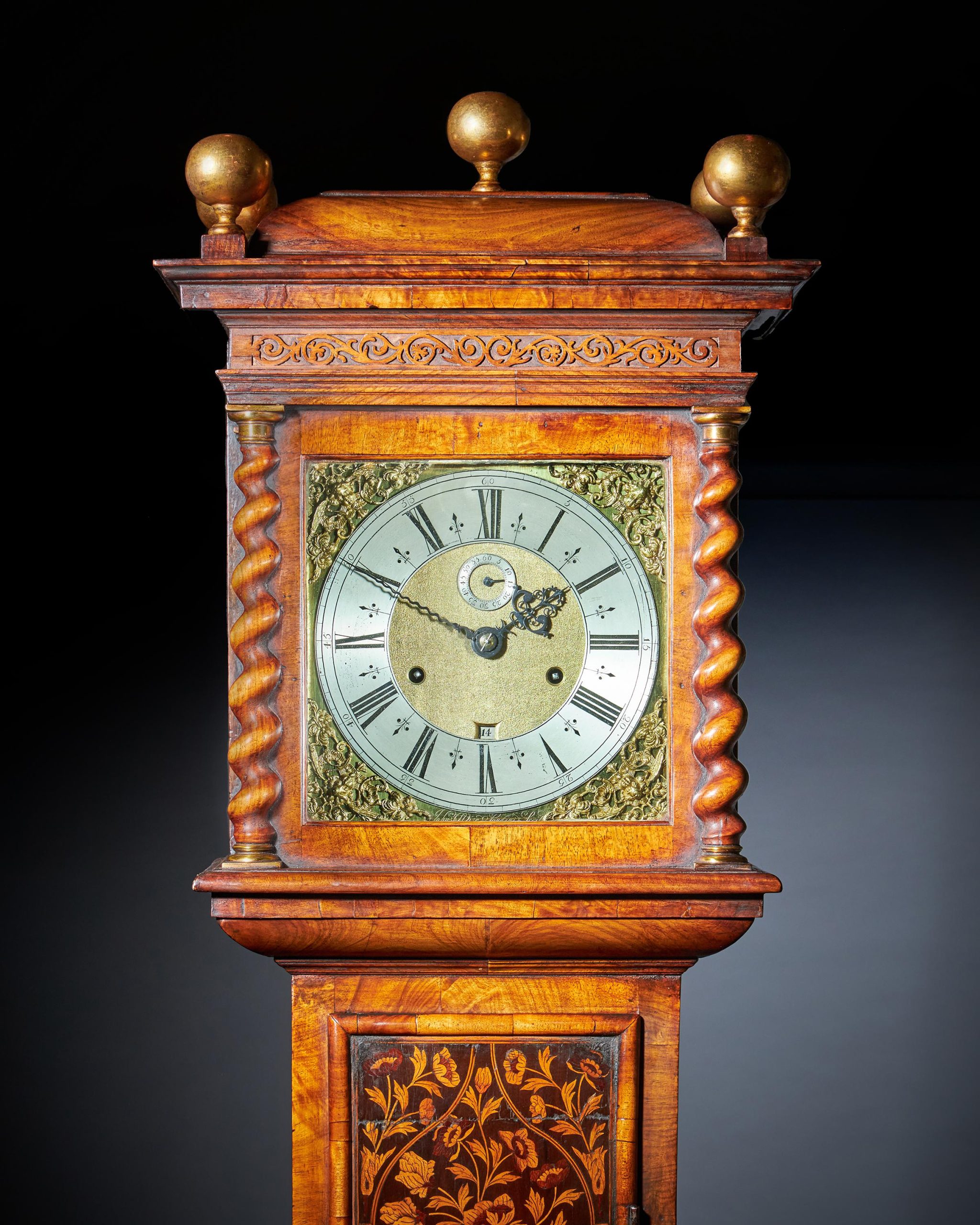 17th Century Charles II Month Going 10" Marquetry Longcase Clock by John Wise 9