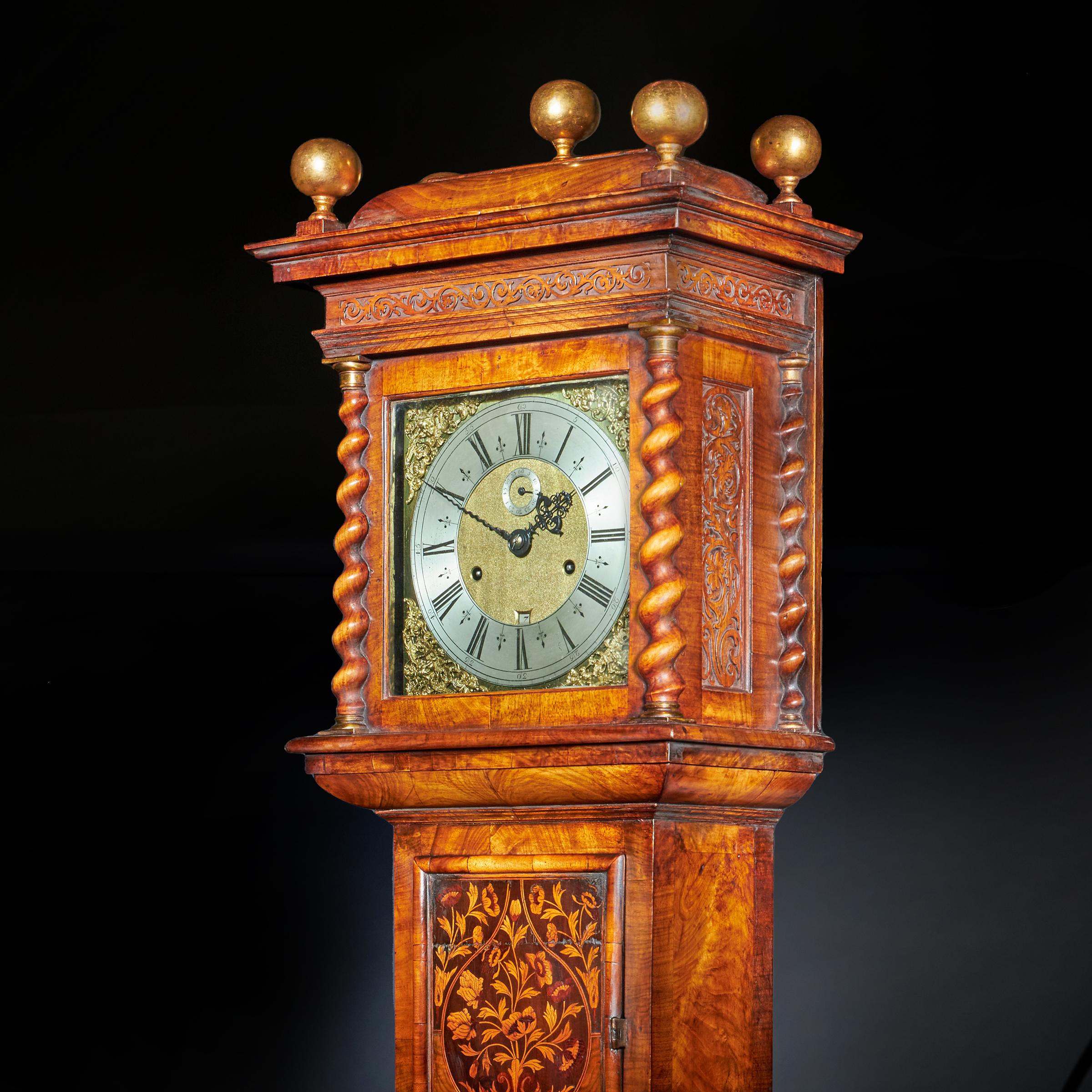 17th Century Charles II Month Going 10" Marquetry Longcase Clock by John Wise 10