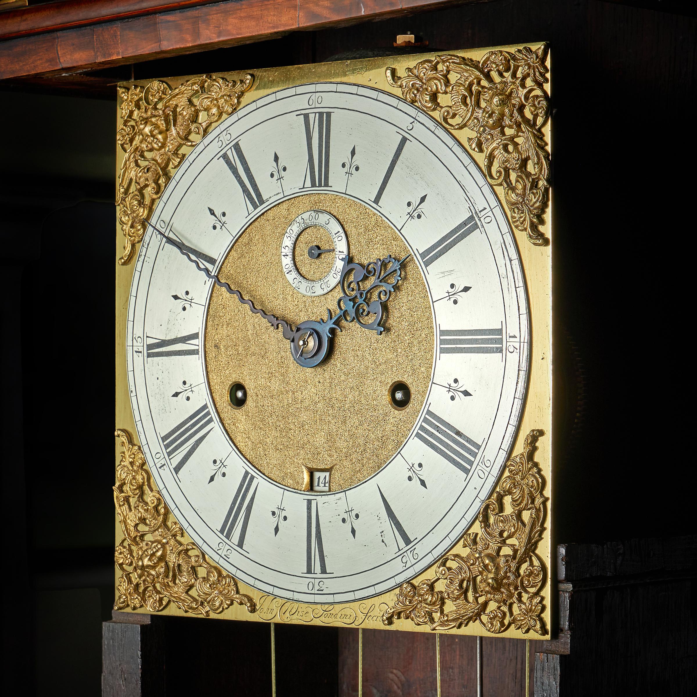 17th Century Charles II Month Going 10" Marquetry Longcase Clock by John Wise 12