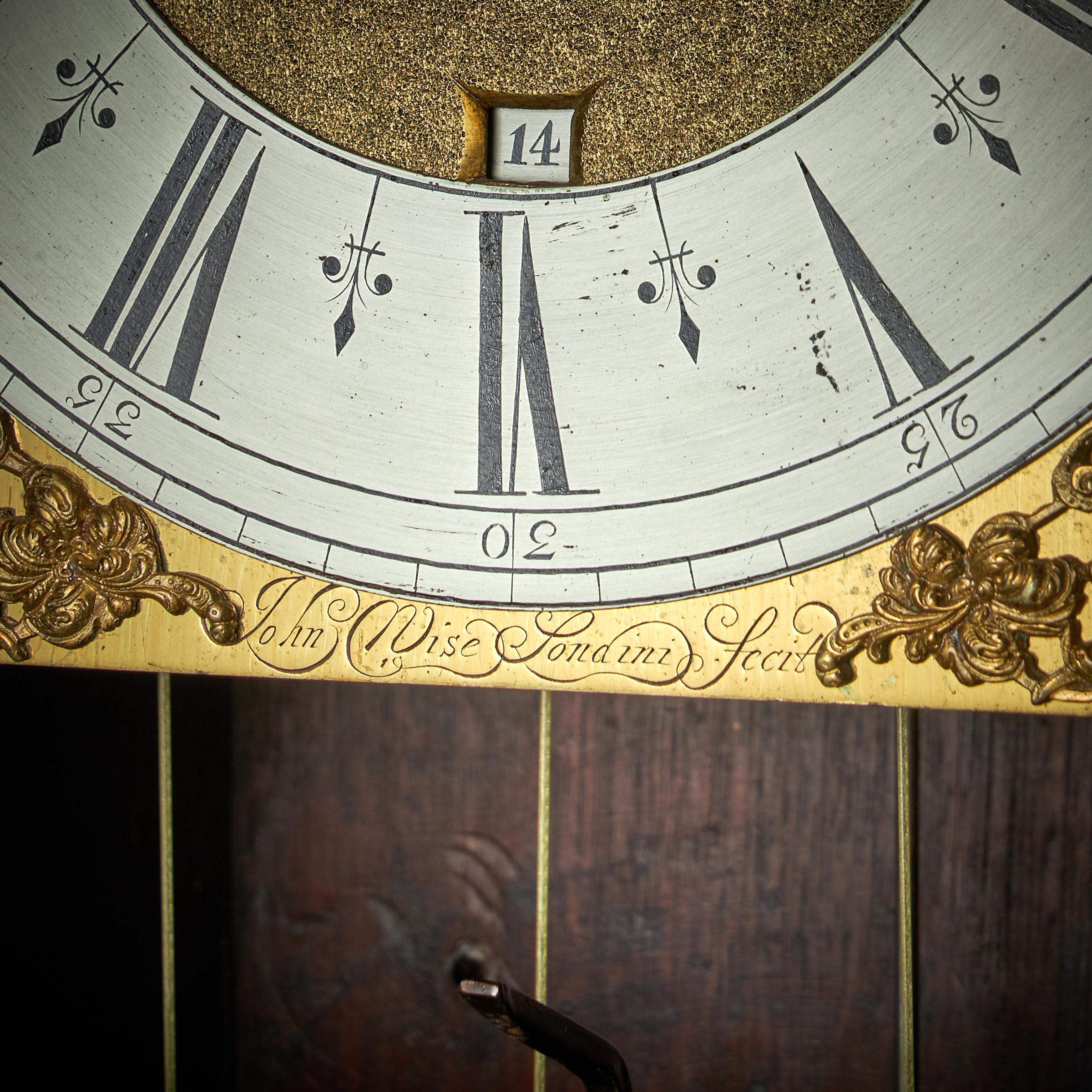 17th Century Charles II Month Going 10" Marquetry Longcase Clock by John Wise 14