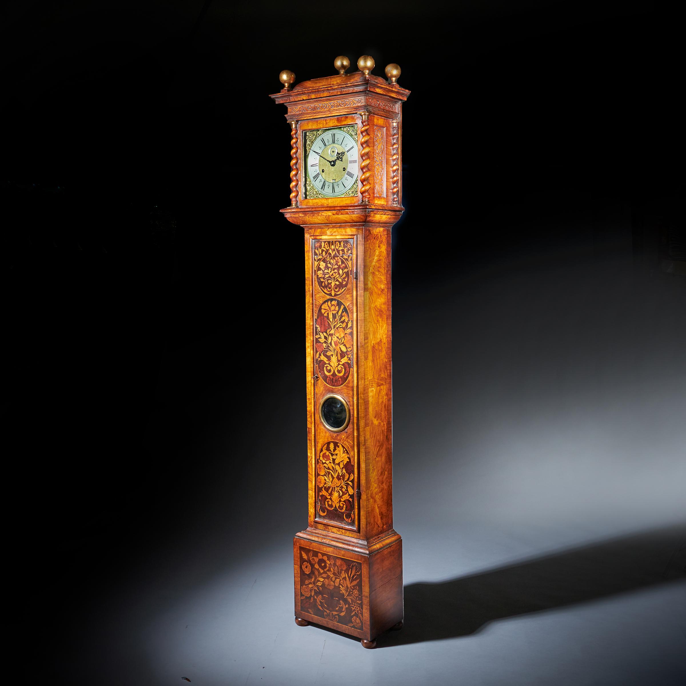 17th Century Charles II Month Going 10" Marquetry Longcase Clock by John Wise 4