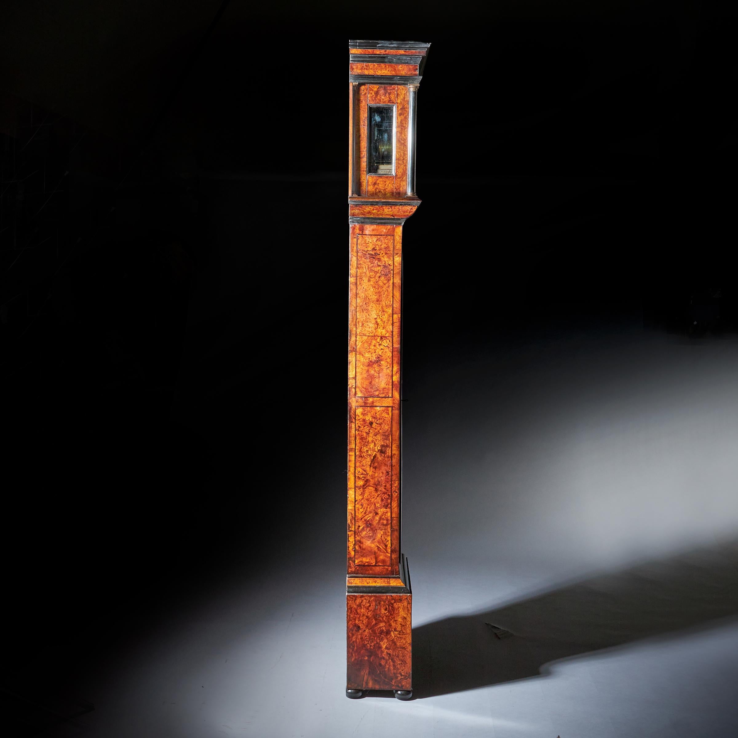 17th Century William and Mary Eight-Day burl Elm Floral Marquetry Longcase Clock 4