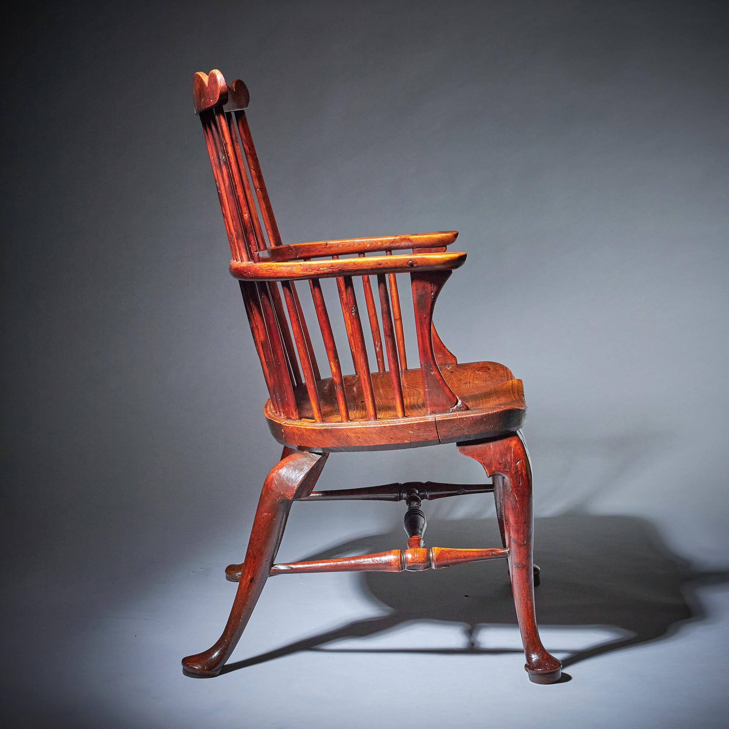 18th Century George III Yew and Elm Thames Valley Comb-Back Windsor Chair 5