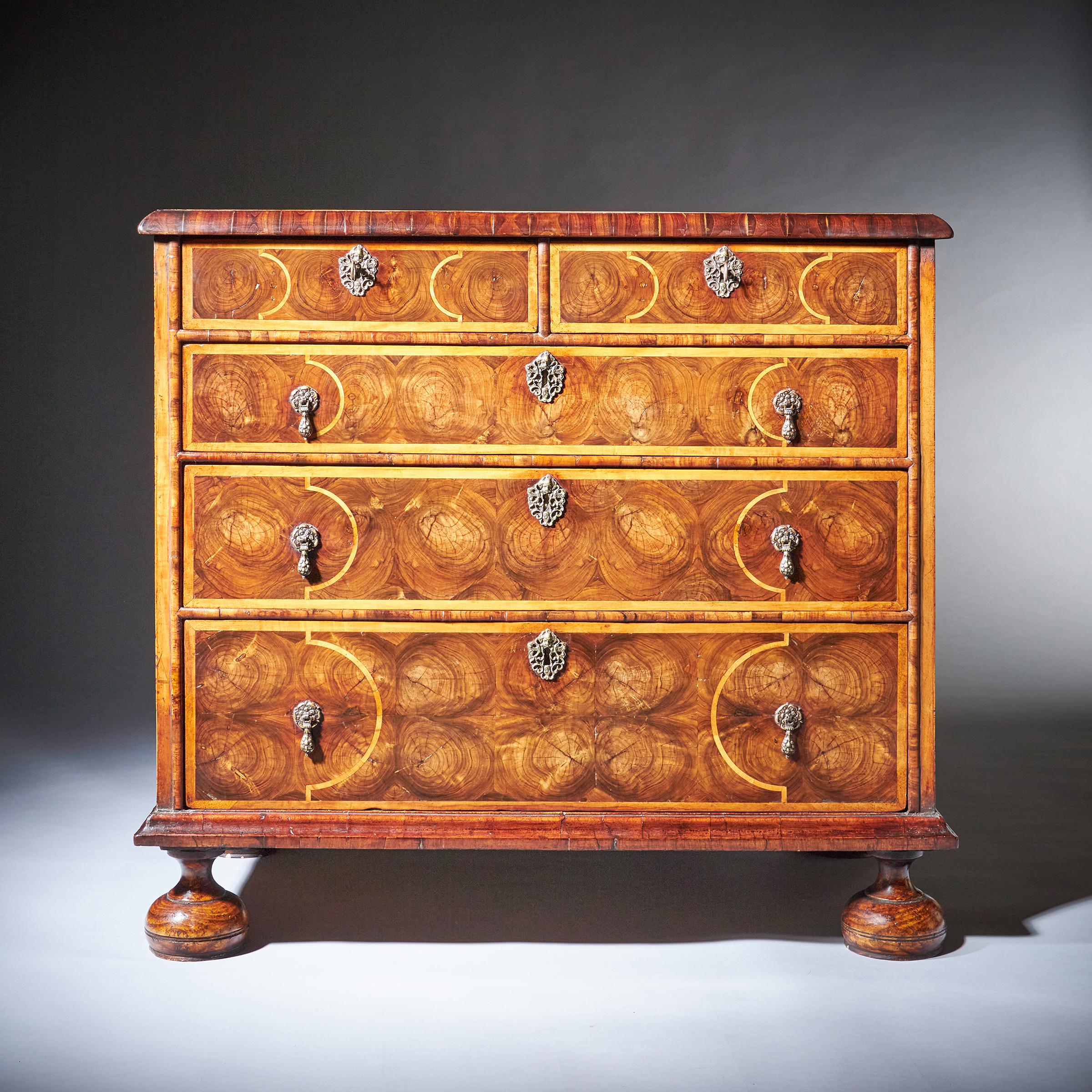 A Fine William and Mary Olive Oyster and Laburnum Chest, Circa 1680-1700 2
