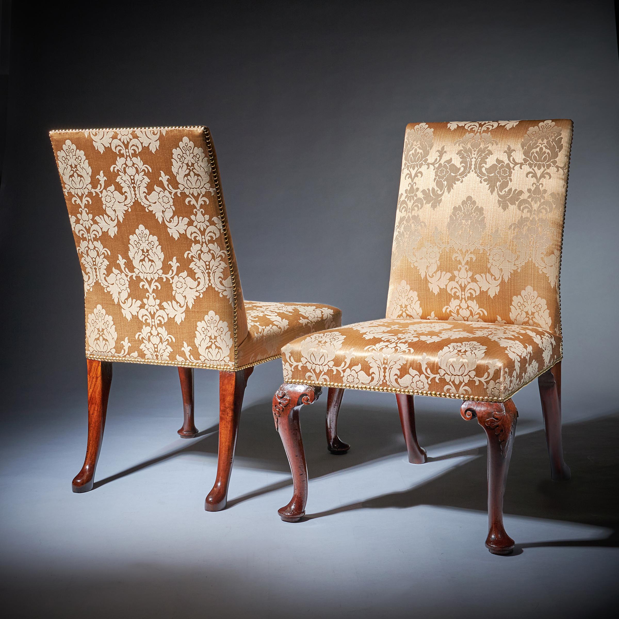 A Pair of 18th Century George II Mahogany High Back Chairs on Carved Cabriole Legs 3