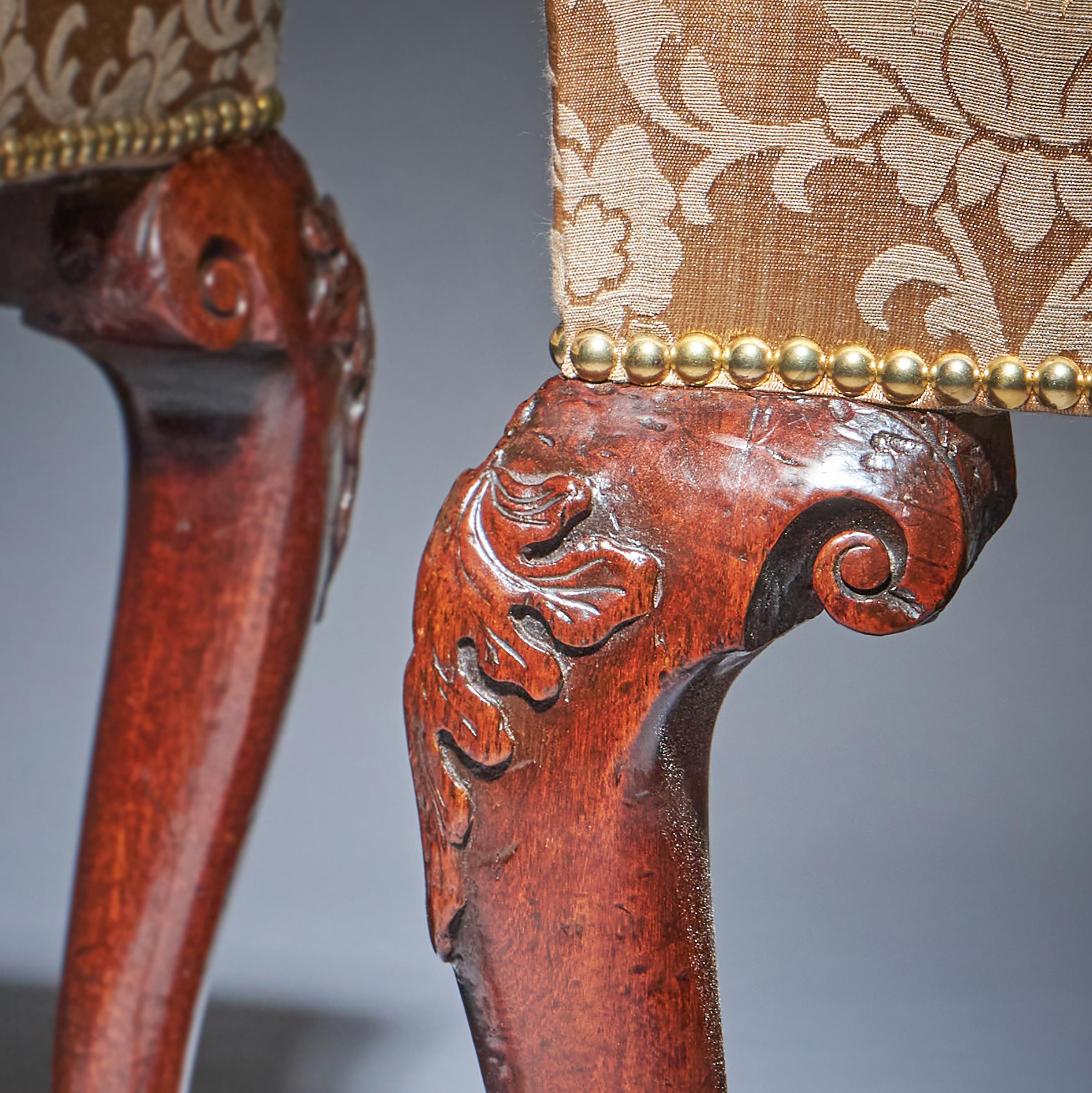 A Pair of 18th Century George II Mahogany High Back Chairs on Carved Cabriole Legs 8