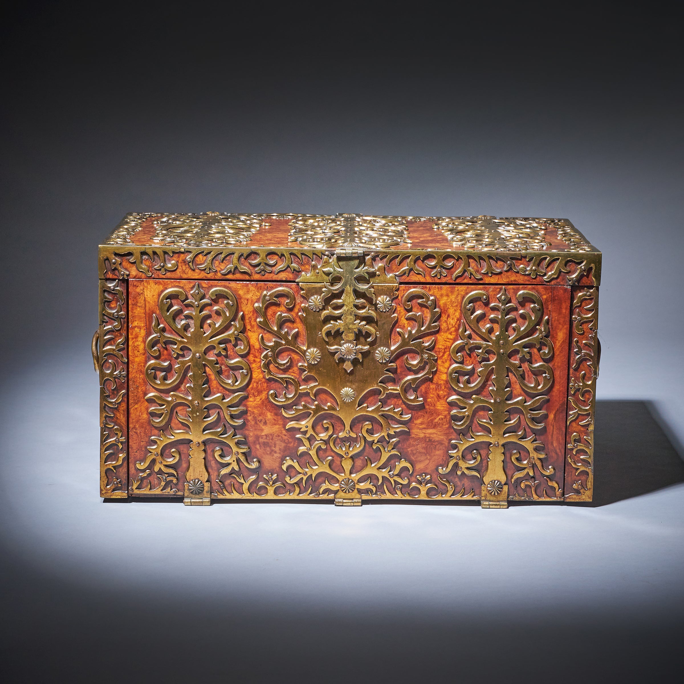 Important 17th Century Charles II Burr Walnut Coffre Fort Strong Box, Circa 1675 1