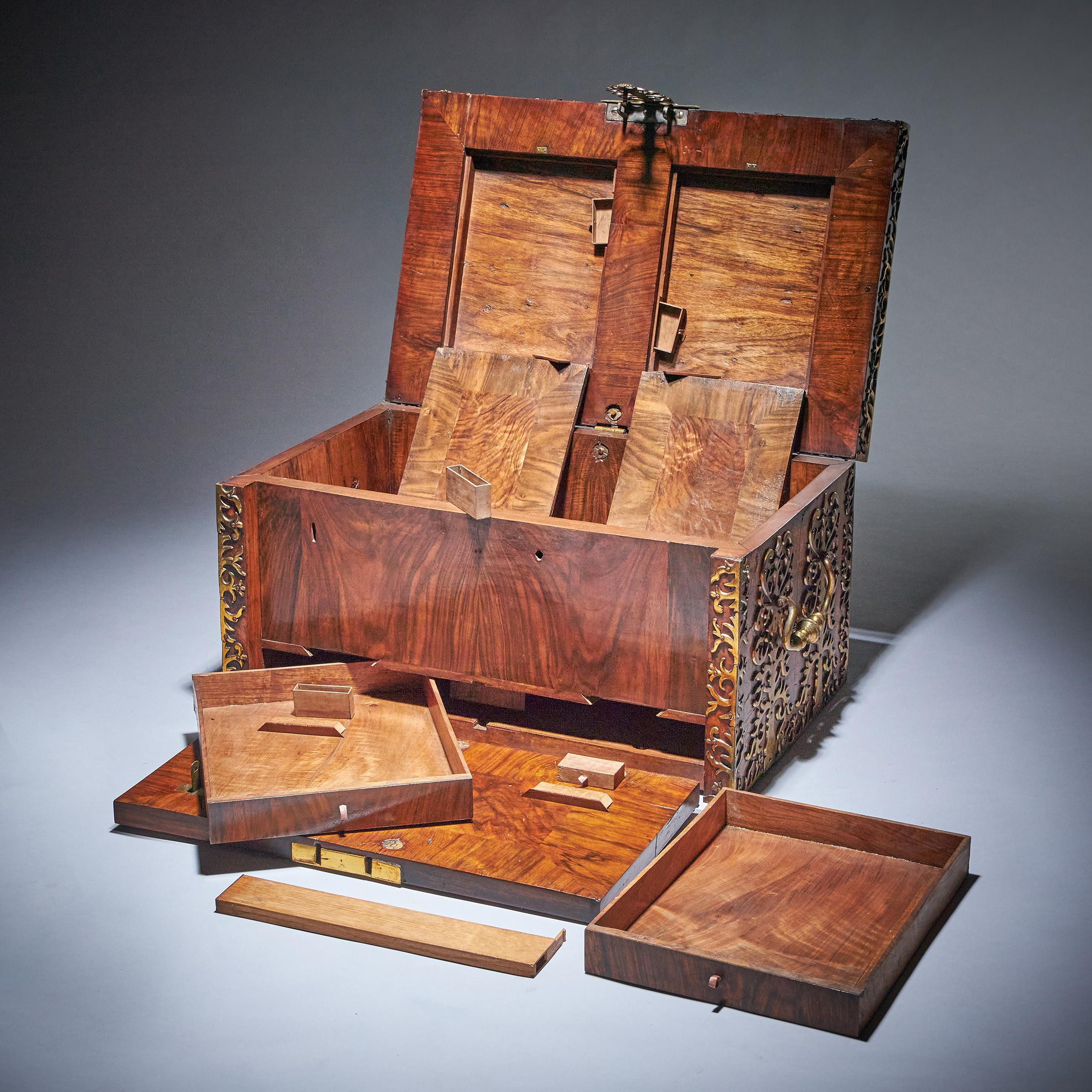 Important 17th Century Charles II Burr Walnut Coffre Fort Strong Box, Circa 1675 10