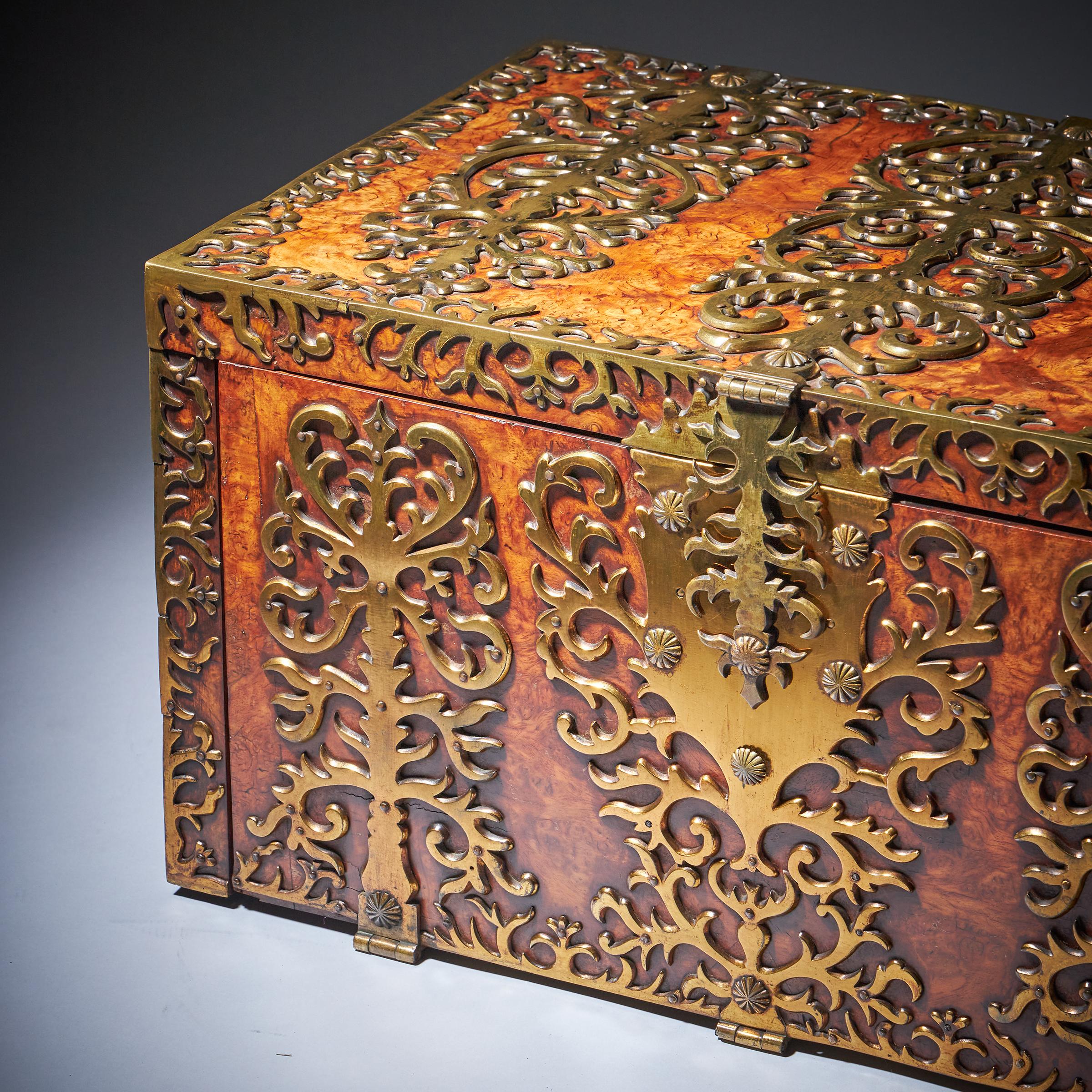 Important 17th Century Charles II Burr Walnut Coffre Fort Strong Box, Circa 1675 14