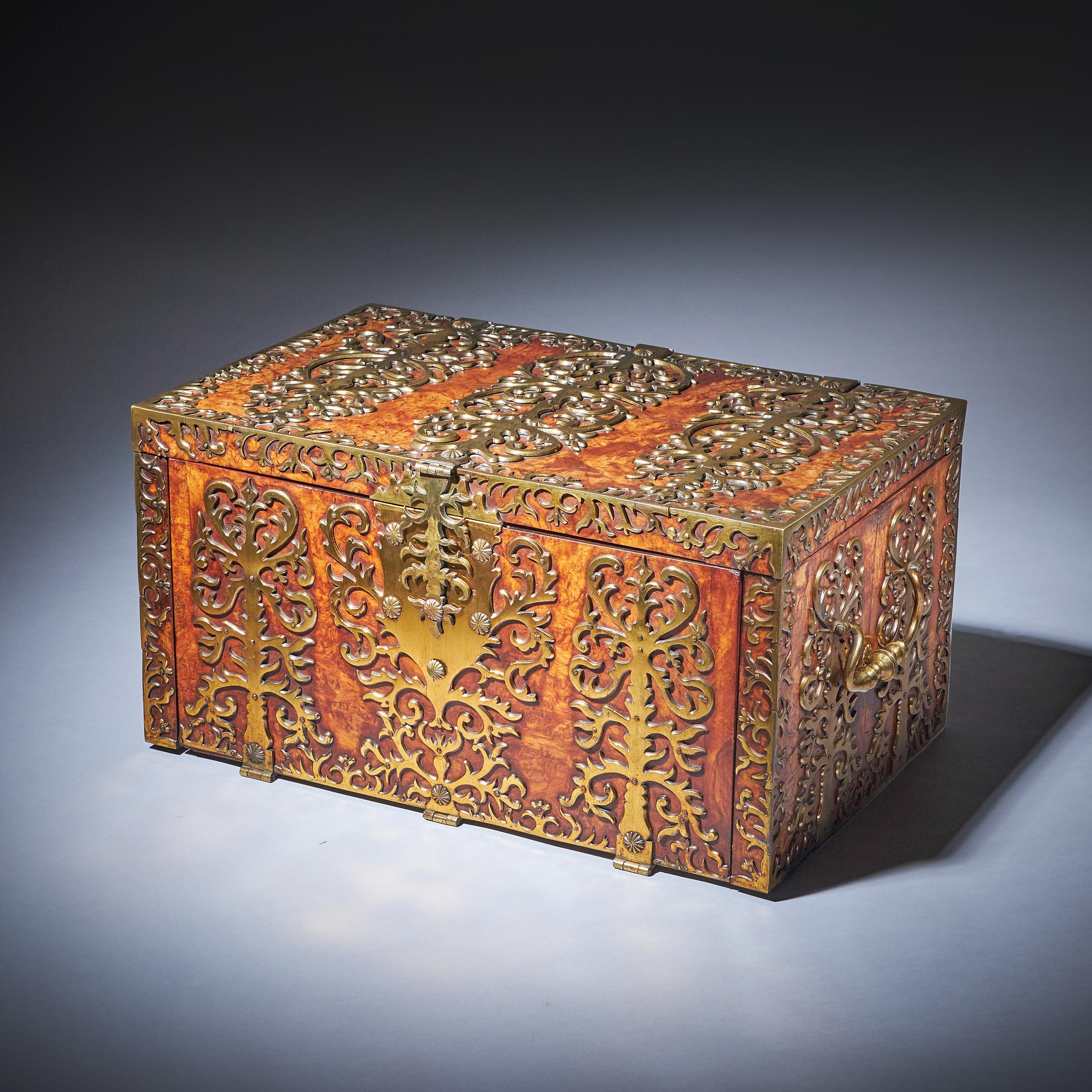 Important 17th Century Charles II Burr Walnut Coffre Fort Strong Box, Circa 1675 3