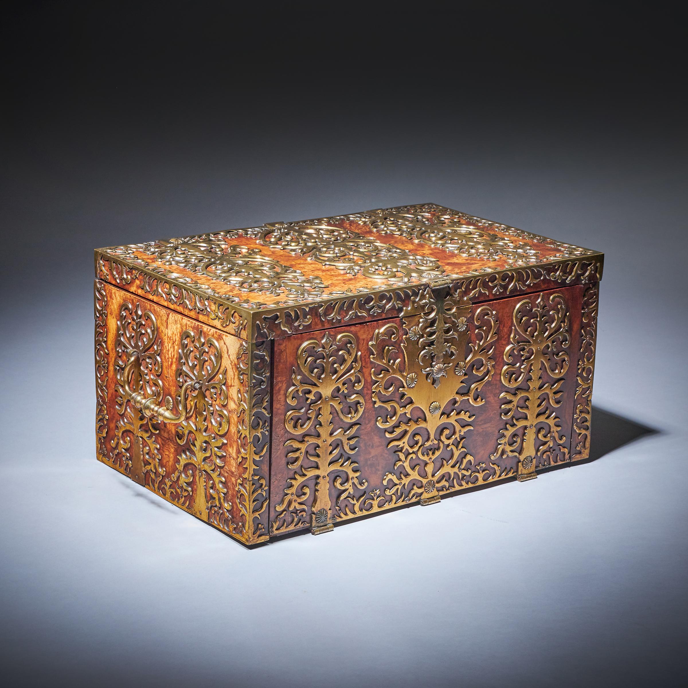 Important 17th Century Charles II Burr Walnut Coffre Fort Strong Box, Circa 1675 4