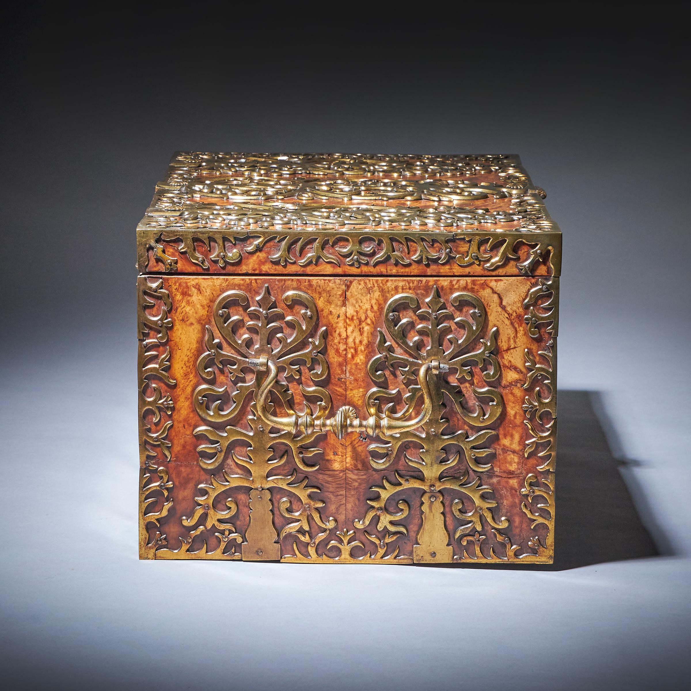 Important 17th Century Charles II Burr Walnut Coffre Fort Strong Box, Circa 1675 5