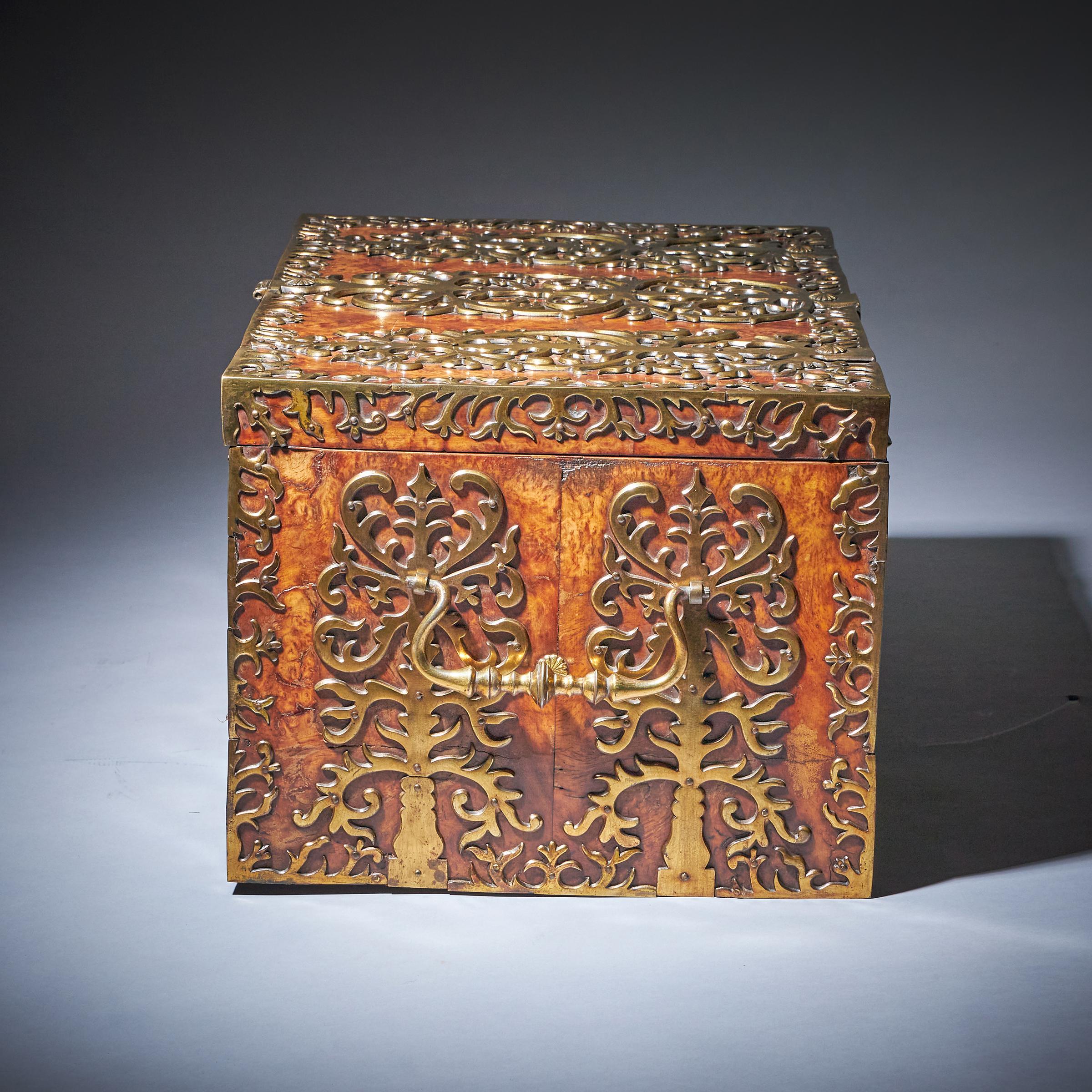 Important 17th Century Charles II Burr Walnut Coffre Fort Strong Box, Circa 1675 7
