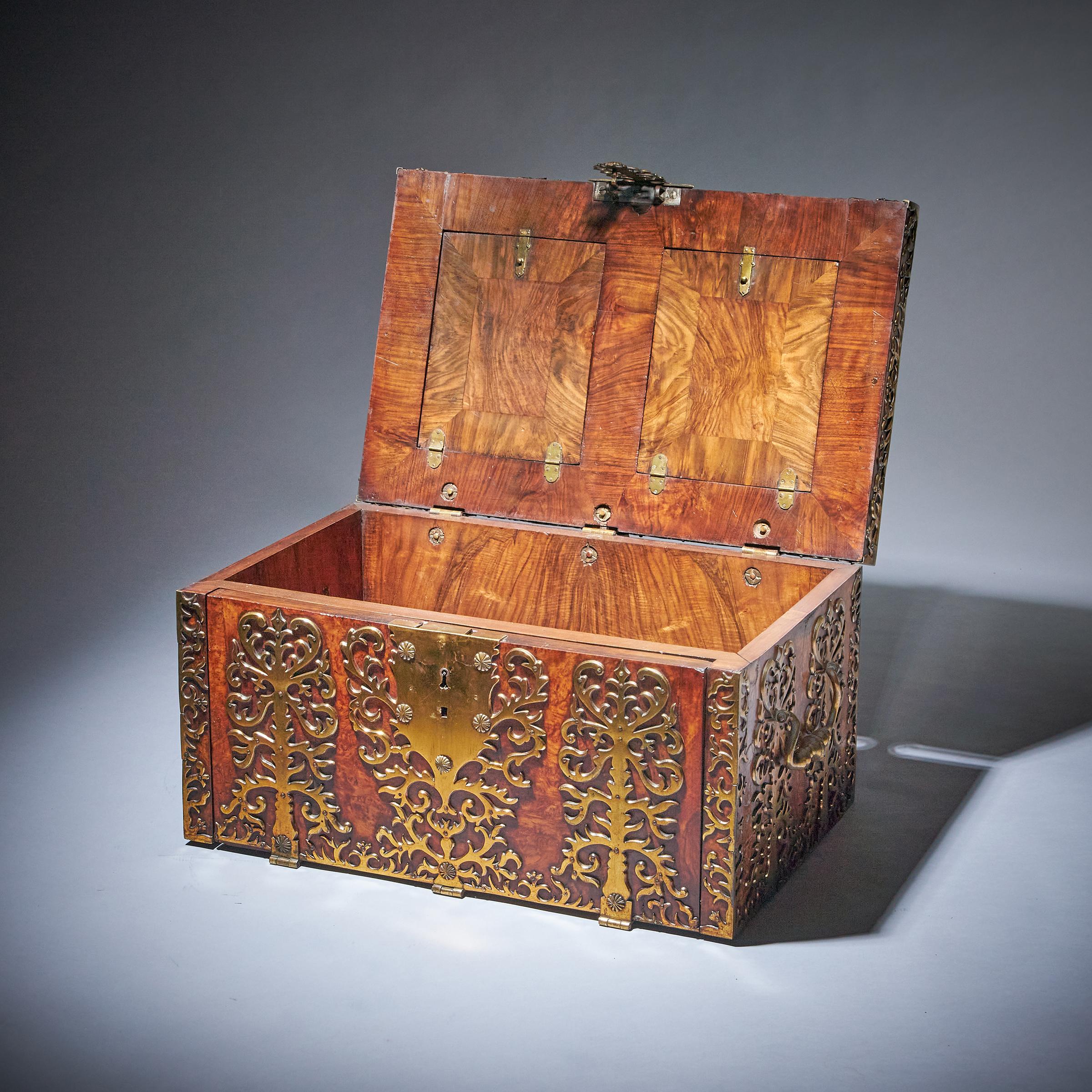 Important 17th Century Charles II Burr Walnut Coffre Fort Strong Box, Circa 1675 9