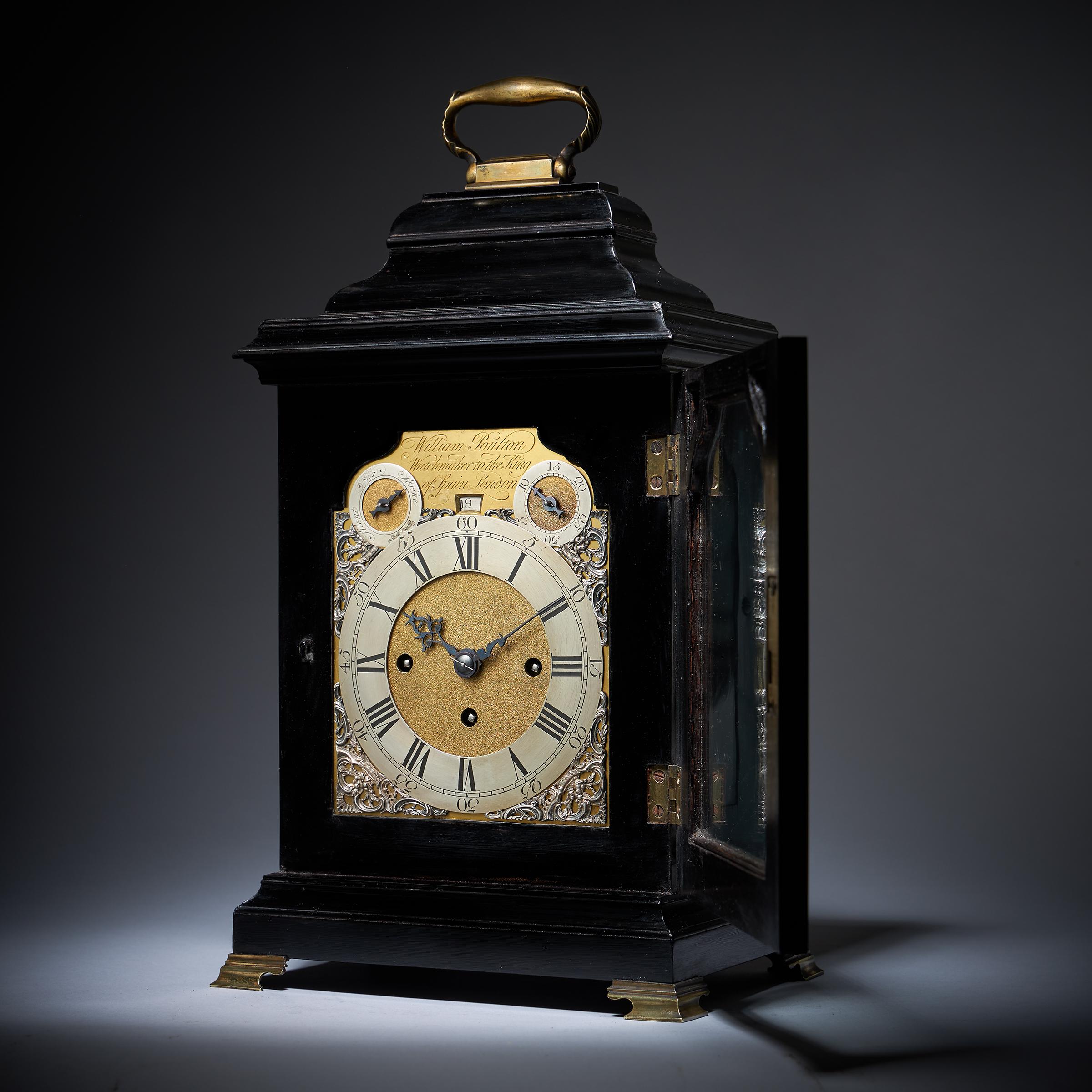 Rare 18th-Century Grande Sonnerie Striking table Clock by William Poulton 10