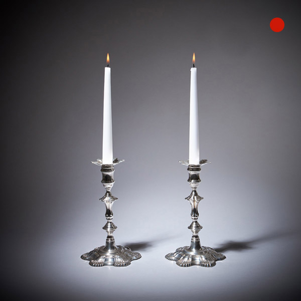 A Pair of 18th Century George II Silver Candlesticks by John Cafe, London 1751