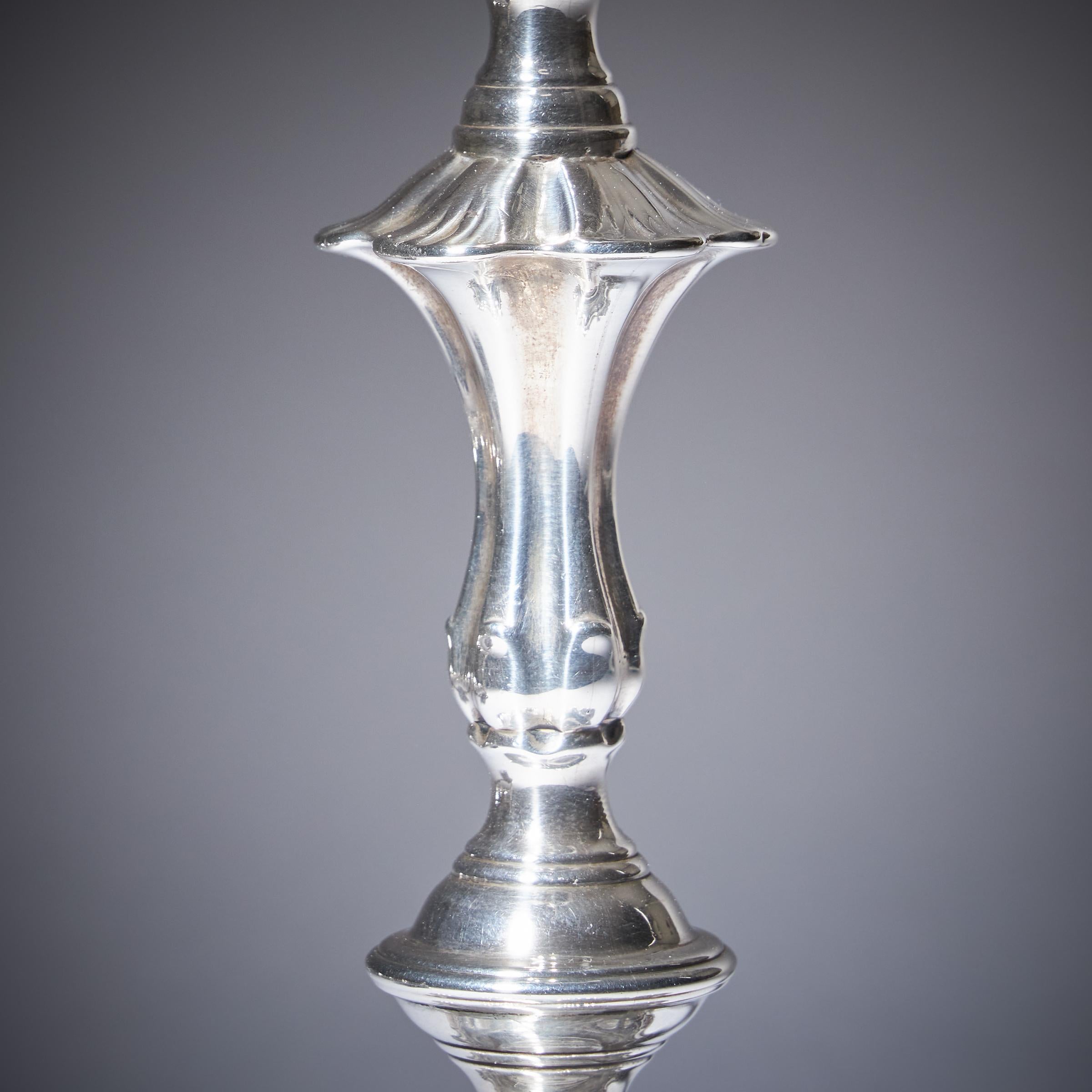 A Pair of 18th Century George II Silver Candlesticks by John Cafe, London 1751 9
