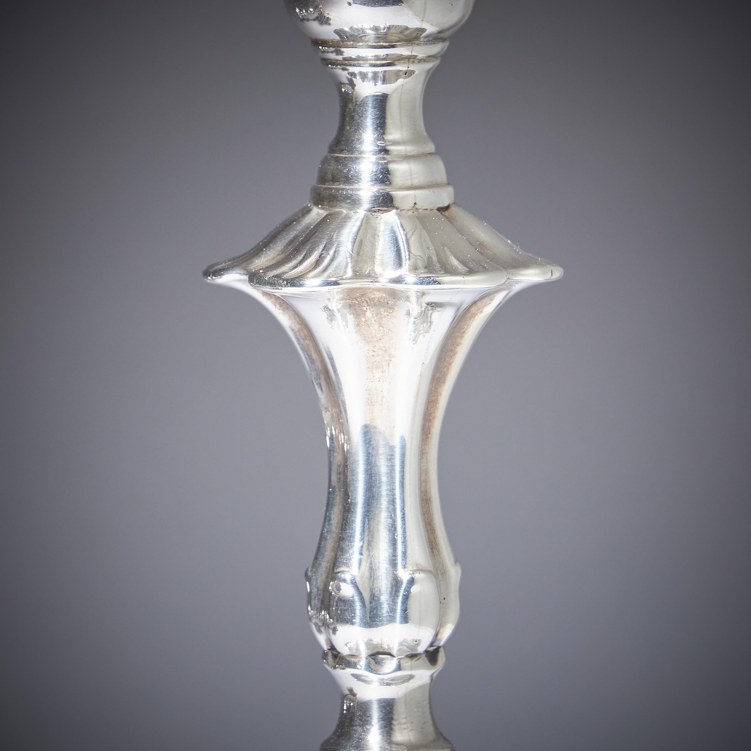 A Pair of 18th Century George II Silver Candlesticks by John Cafe, London 1751 11
