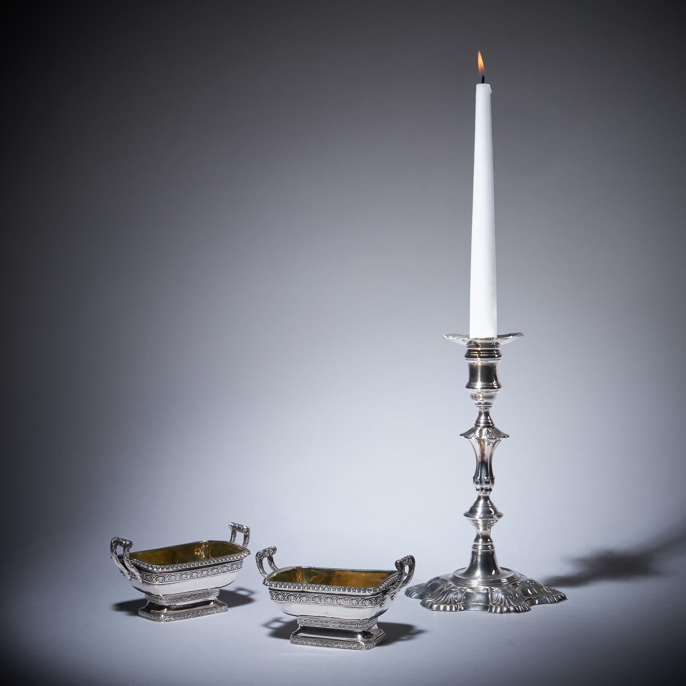 18th Century George II Silver Candlesticks by John Cafe London 1751-17