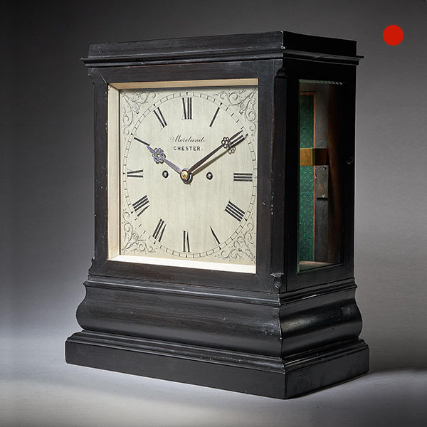 Substantial 19th C. Ebonised Eight-Day Library Table Clock by Moreland Chester