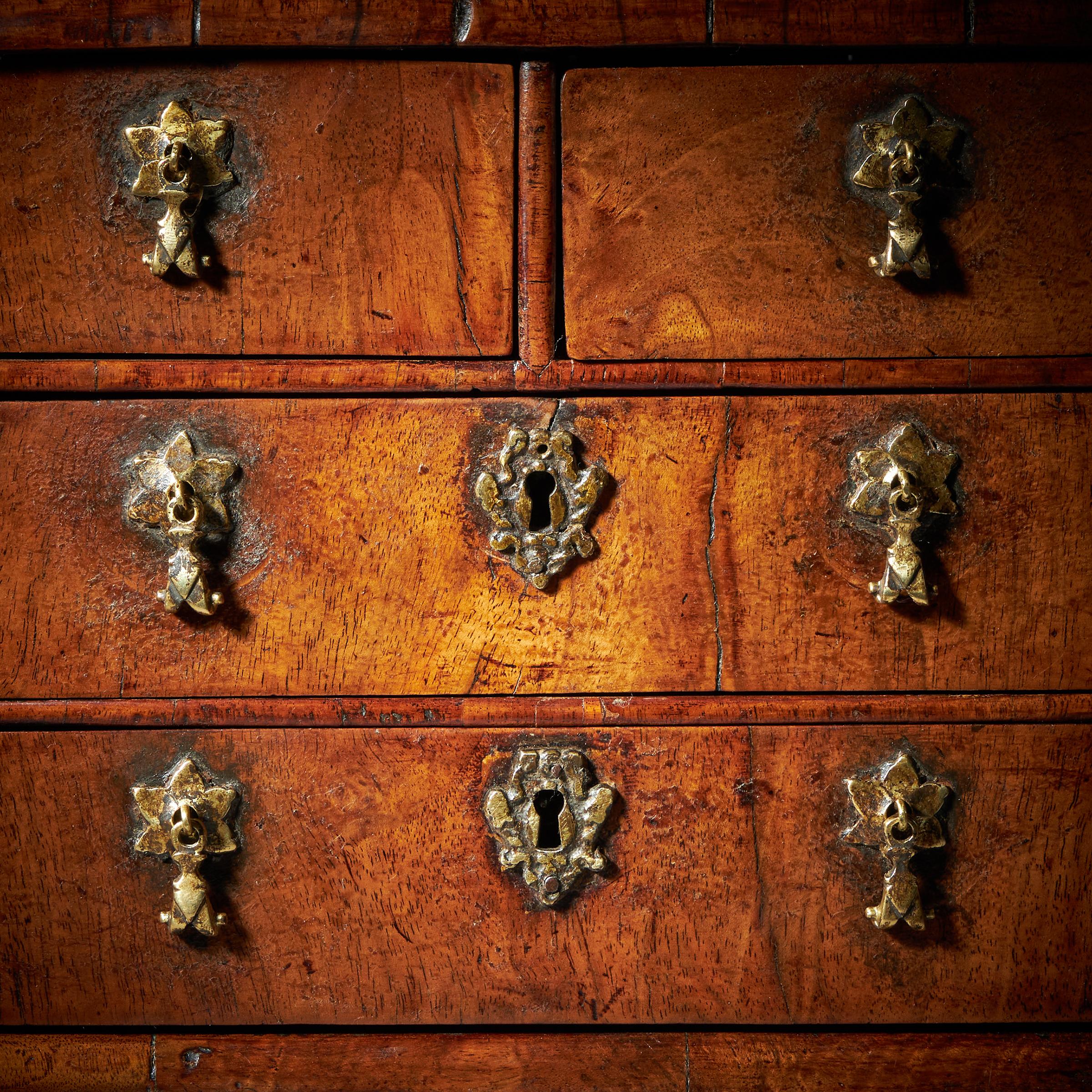 Rare 17th Century Miniature William and Mary Walnut Table Top Chest, circa 1690 10