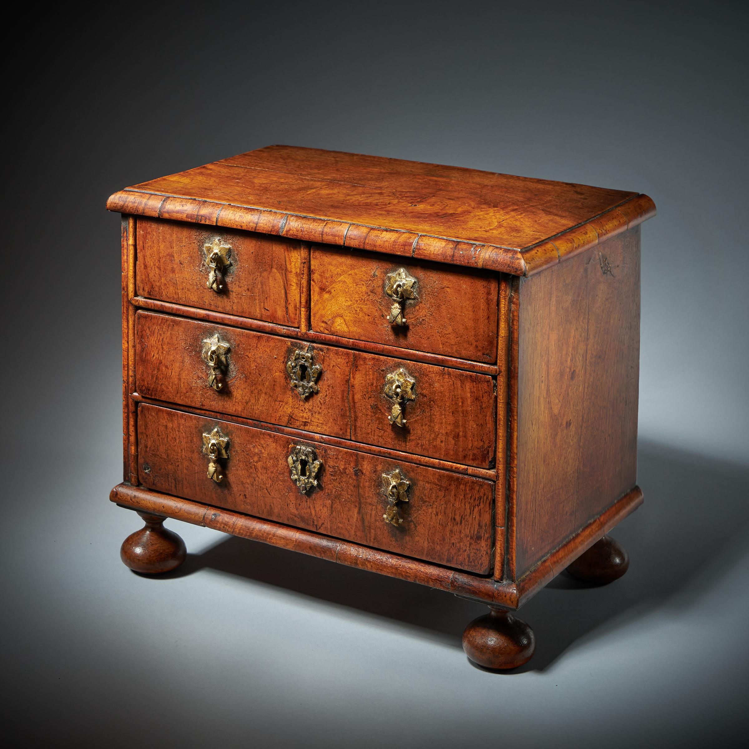 Miniature William and Mary Walnut Table Top Chest-6