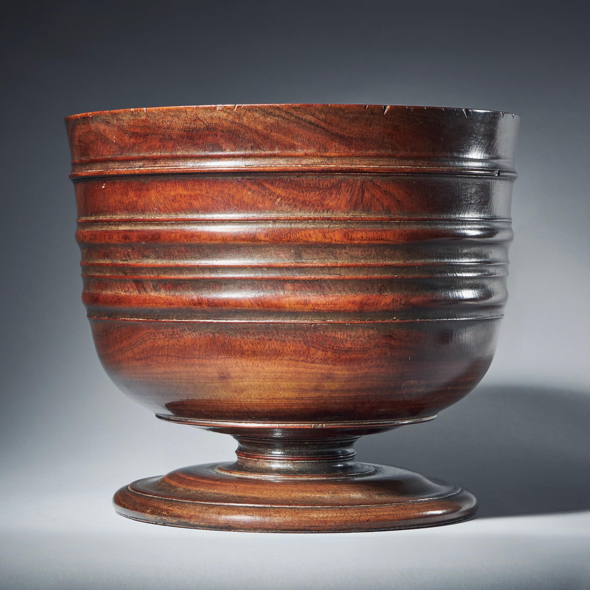 Rare 17th Century Charles II Lignum Vitae Wassail Bowl-2