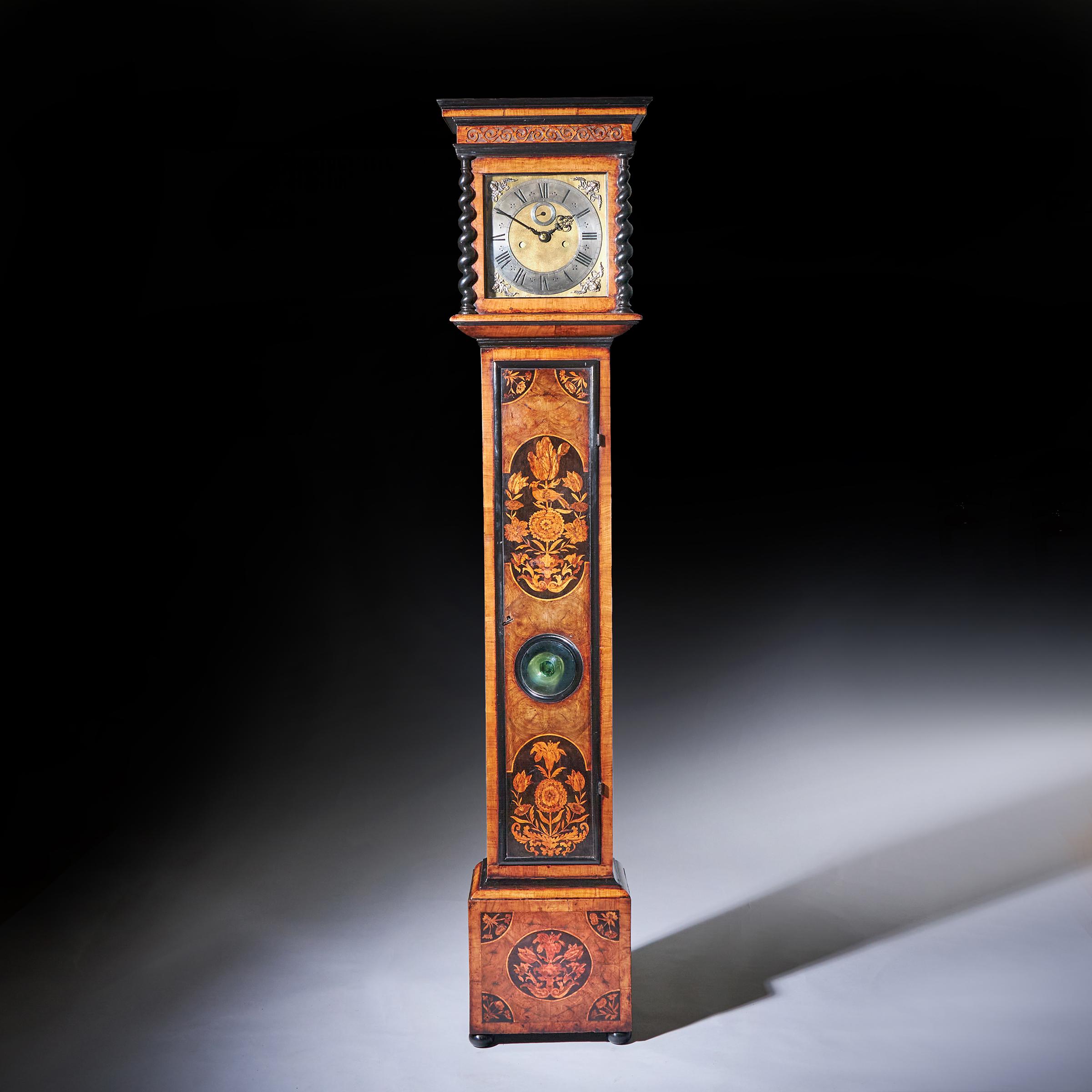 17th Century William and Mary Marquetry Longcase Clock, Signed Apply 1