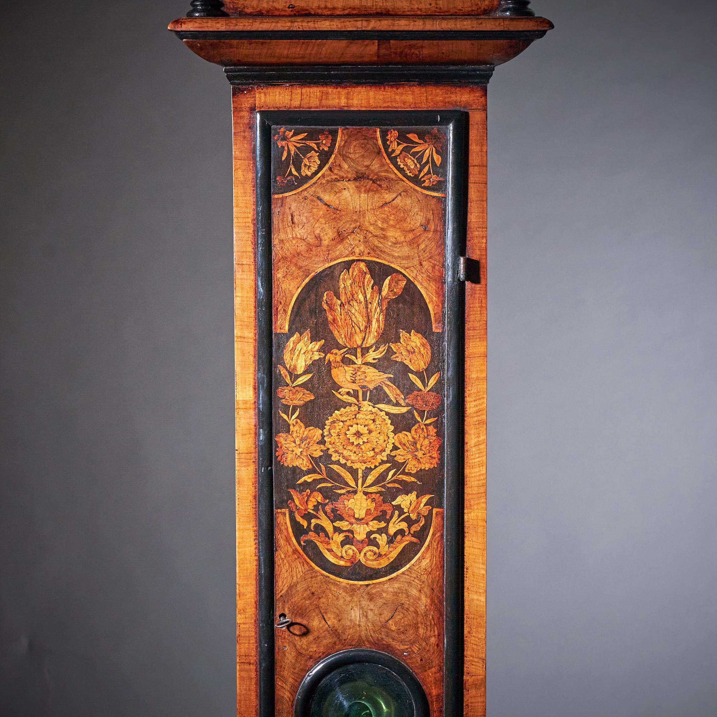 17th Century William and Marry Marquetry Longcase Clock, Signed Apply-10