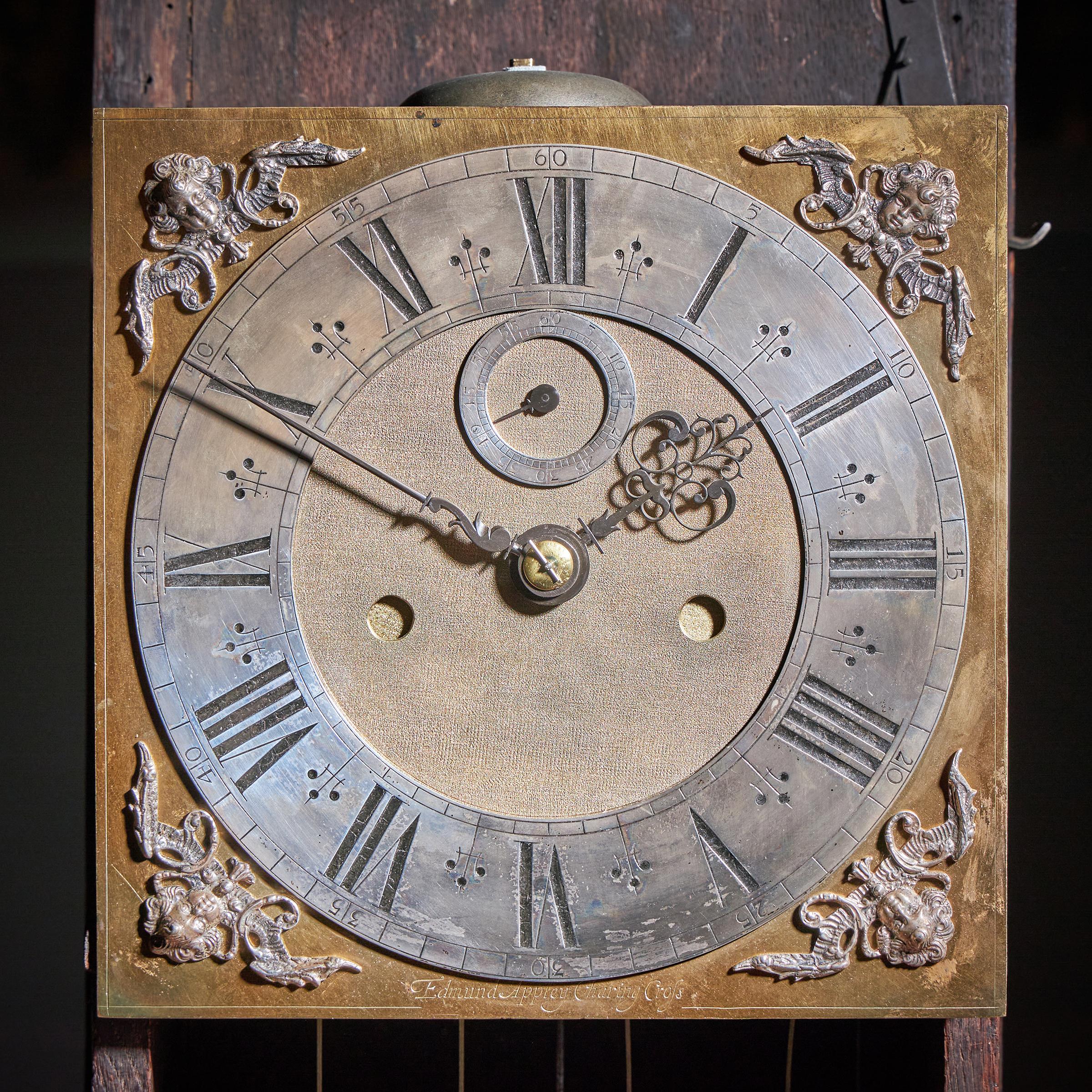 17th Century William and Marry Marquetry Longcase Clock, Signed Apply-13