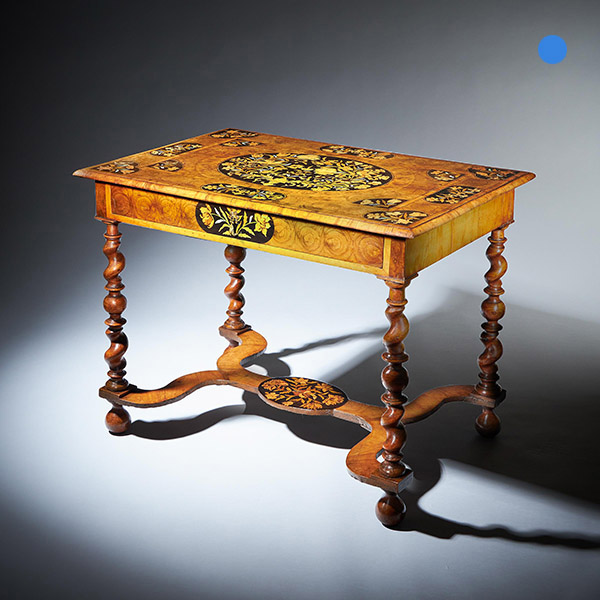 Reserved – 17th Century Charles II Olive Oyster Floral Marquetry Table, Circa 1680-1690