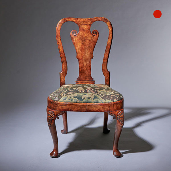 18th Century George I Carved Walnut Chair covered in Period Needlework