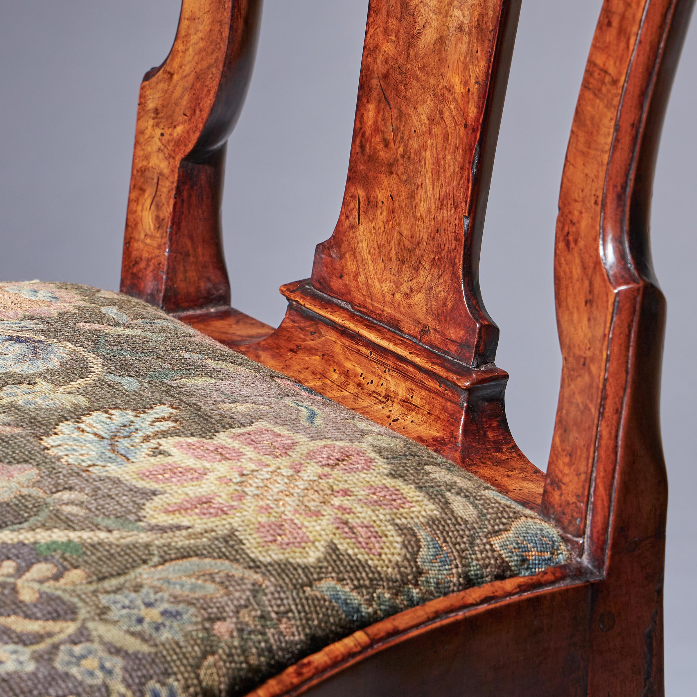 18th Century George I Carved Walnut Chair covered in Period Needlework 17