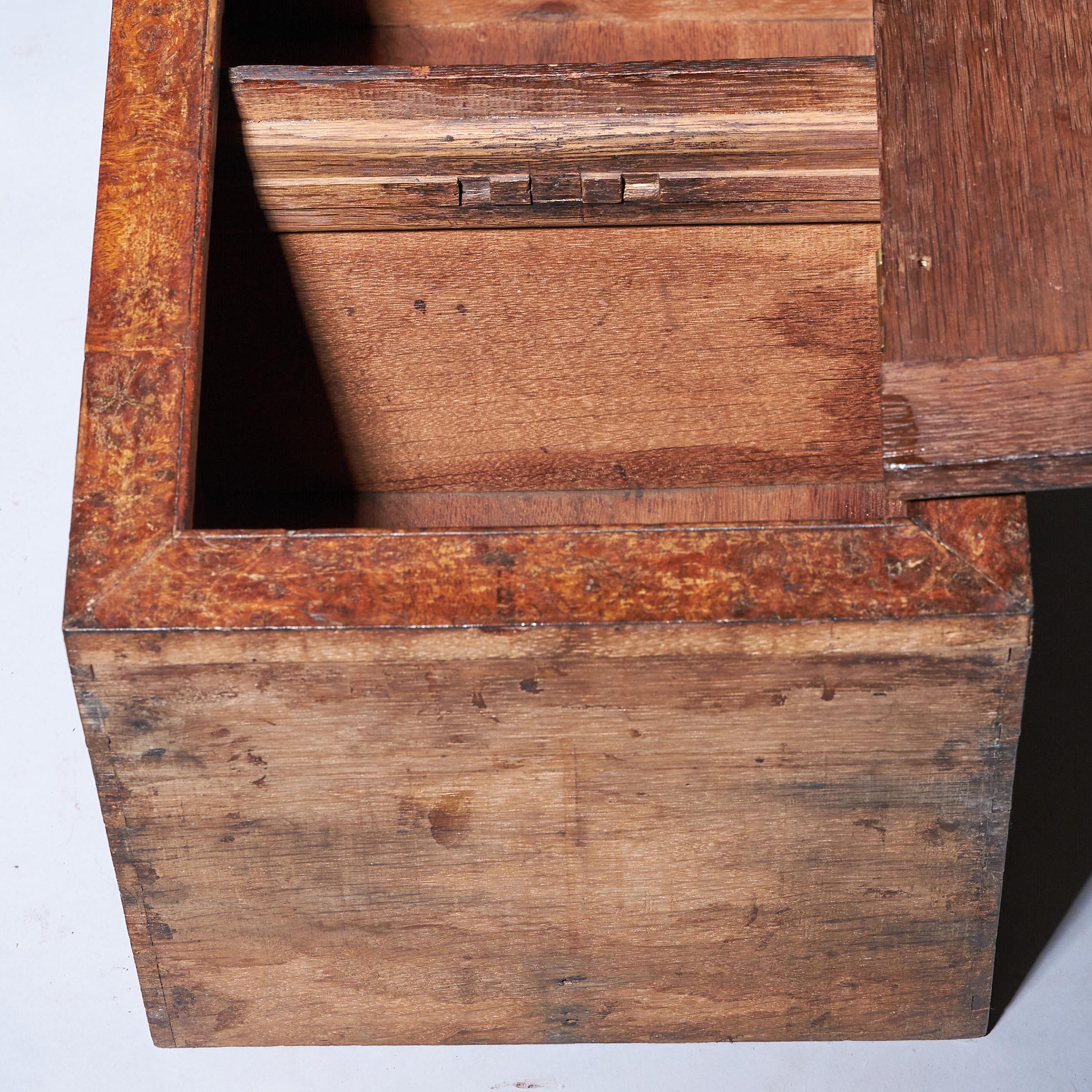 A Unique 18th Century George II Pollard Oak and Walnut Kneehole Desk Circa 1730-13