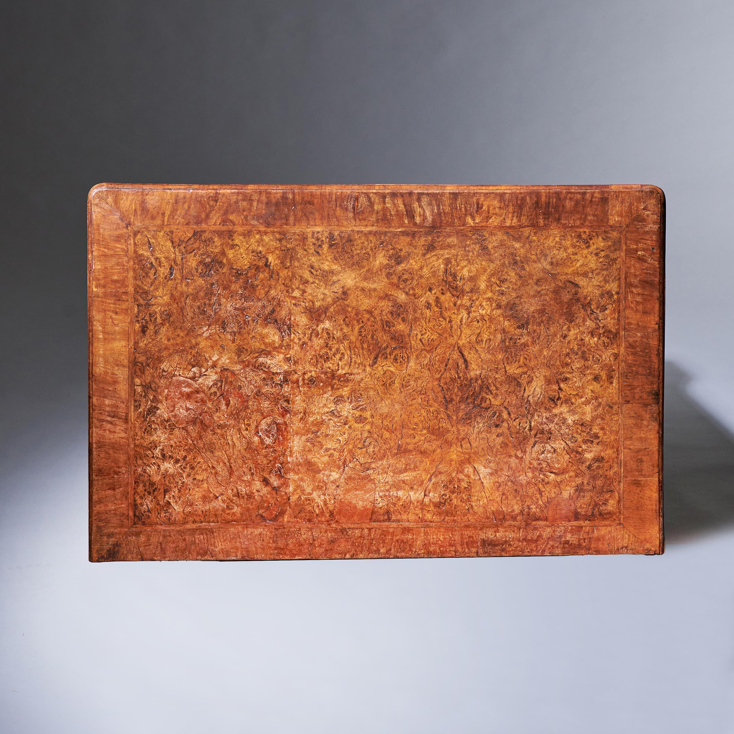 A Unique 18th Century George II Pollard Oak and Walnut Kneehole Desk Circa 1730-14