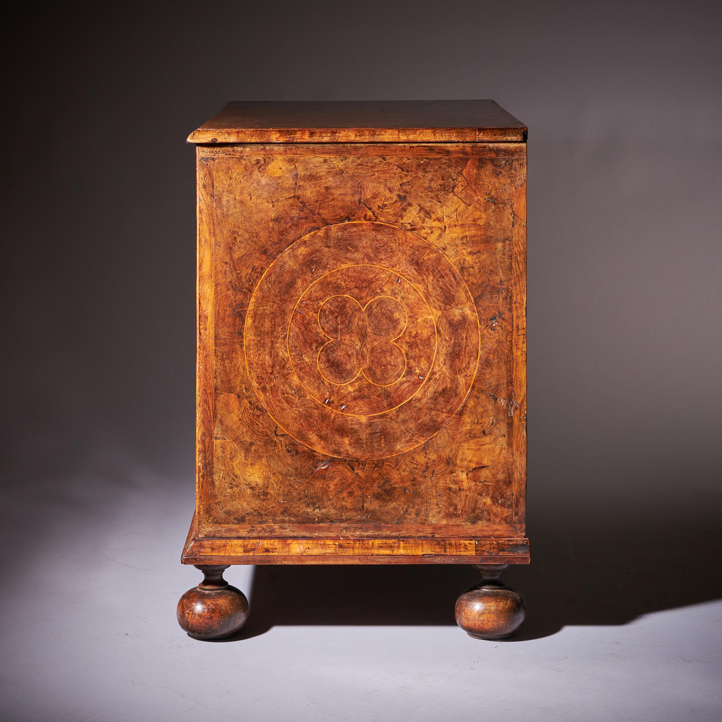 A Fine 17th Century Charles II Olive Oyster Chest-2