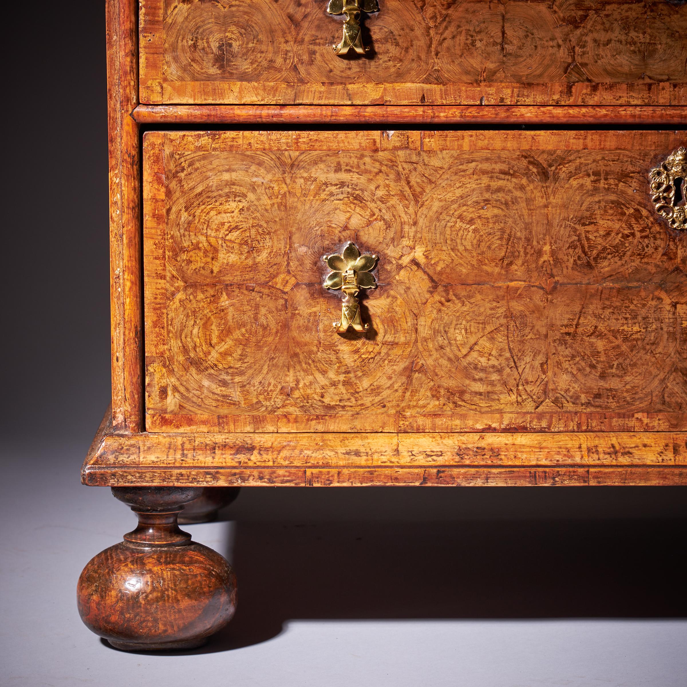 A Fine 17th Century Charles II Olive Oyster Chest-3