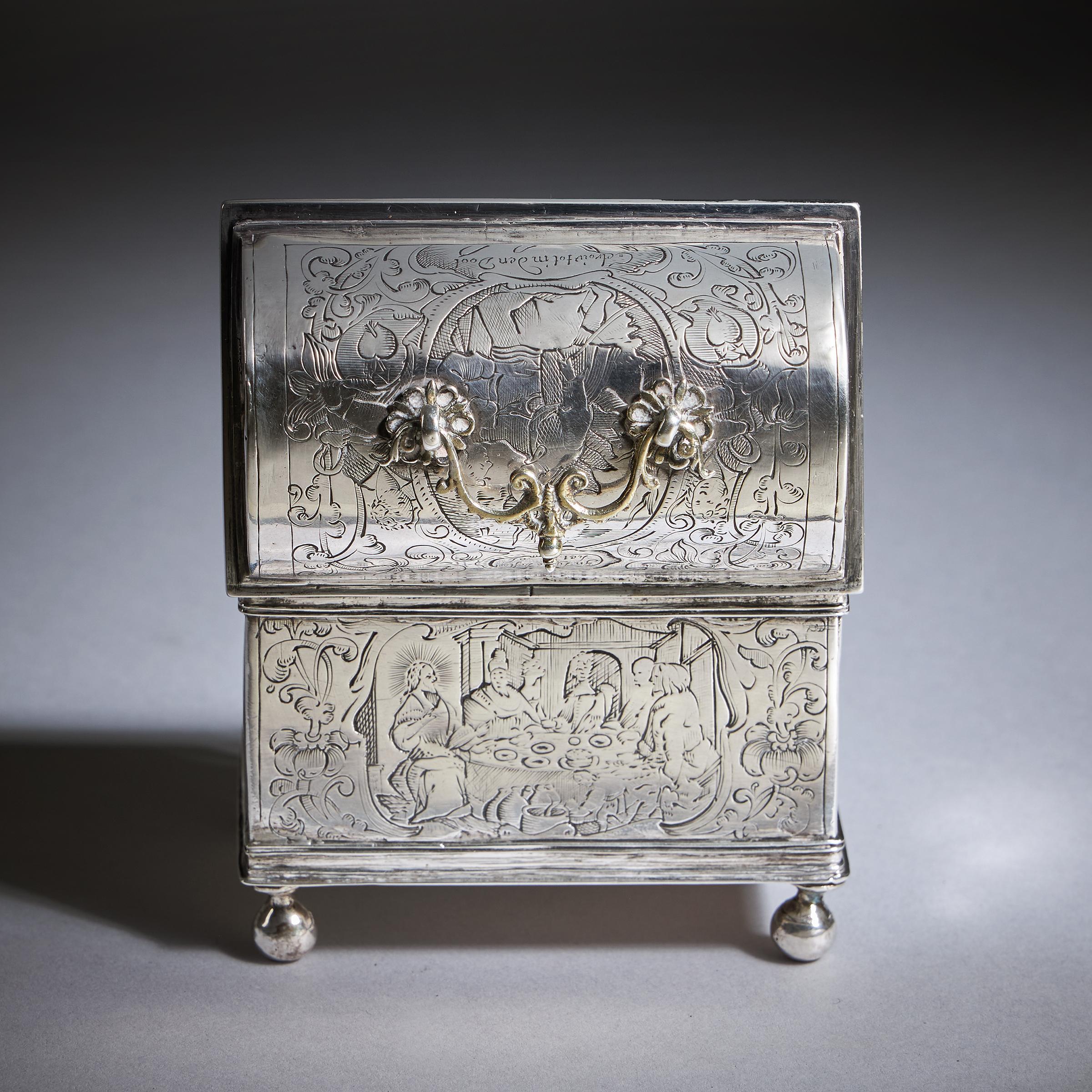mid-17th century Dutch silver marriage coffin-17