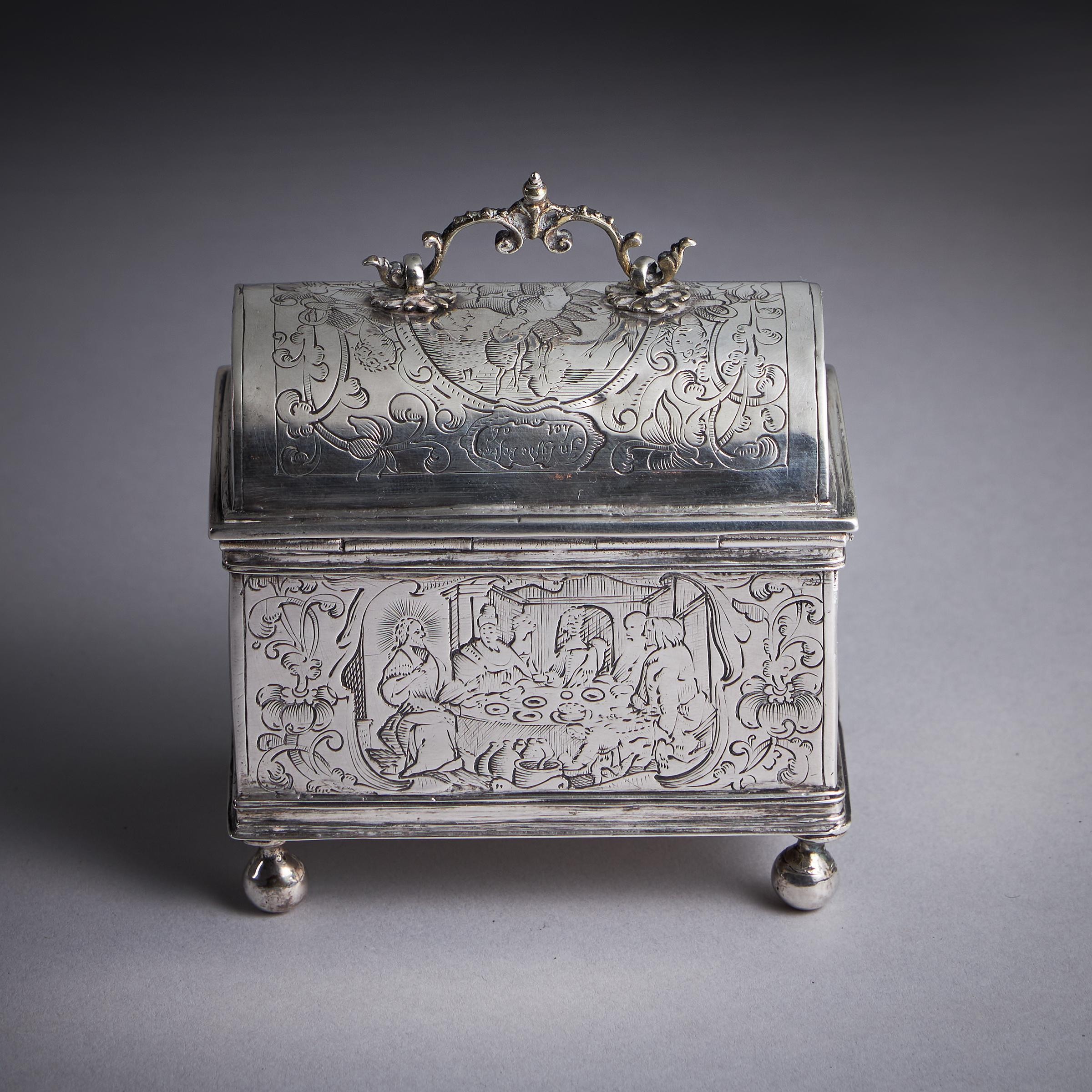 mid-17th century Dutch silver marriage coffin-5