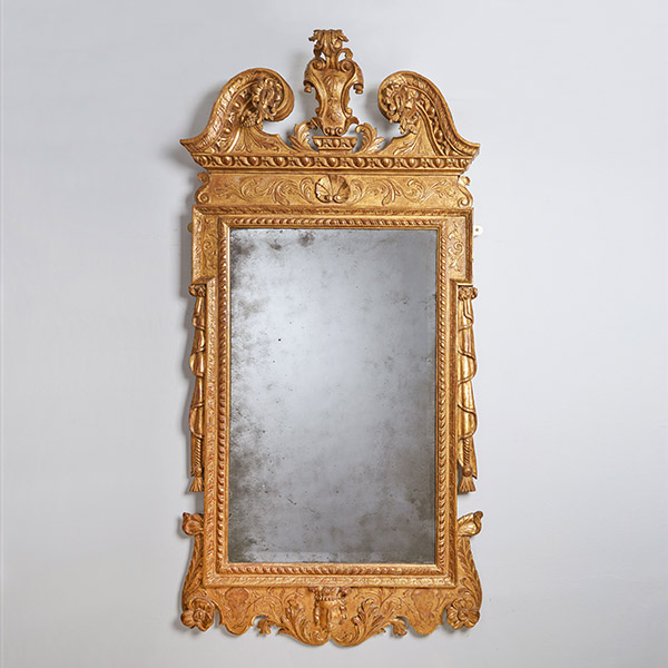 A Rare 18th Century George II Carved Cut Gesso and Giltwood Mirror, Circa 1730