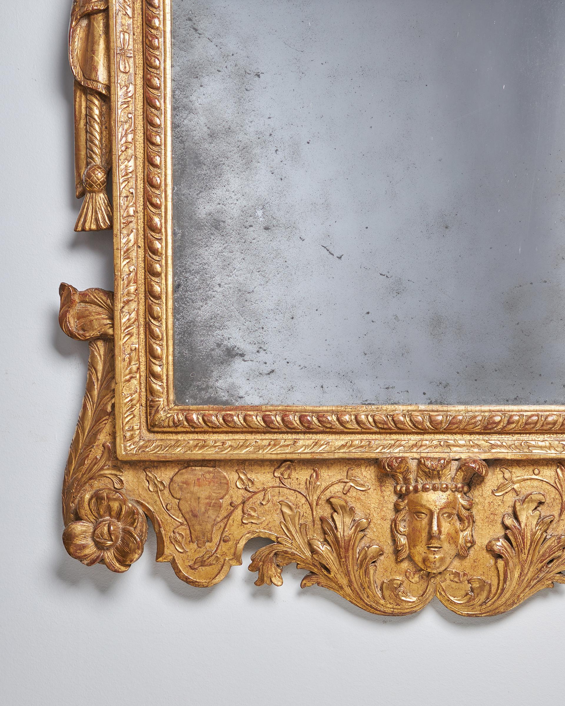 A Rare 18th Century George II Carved Cut Gesso and Giltwood Mirror, Circa 1730 5